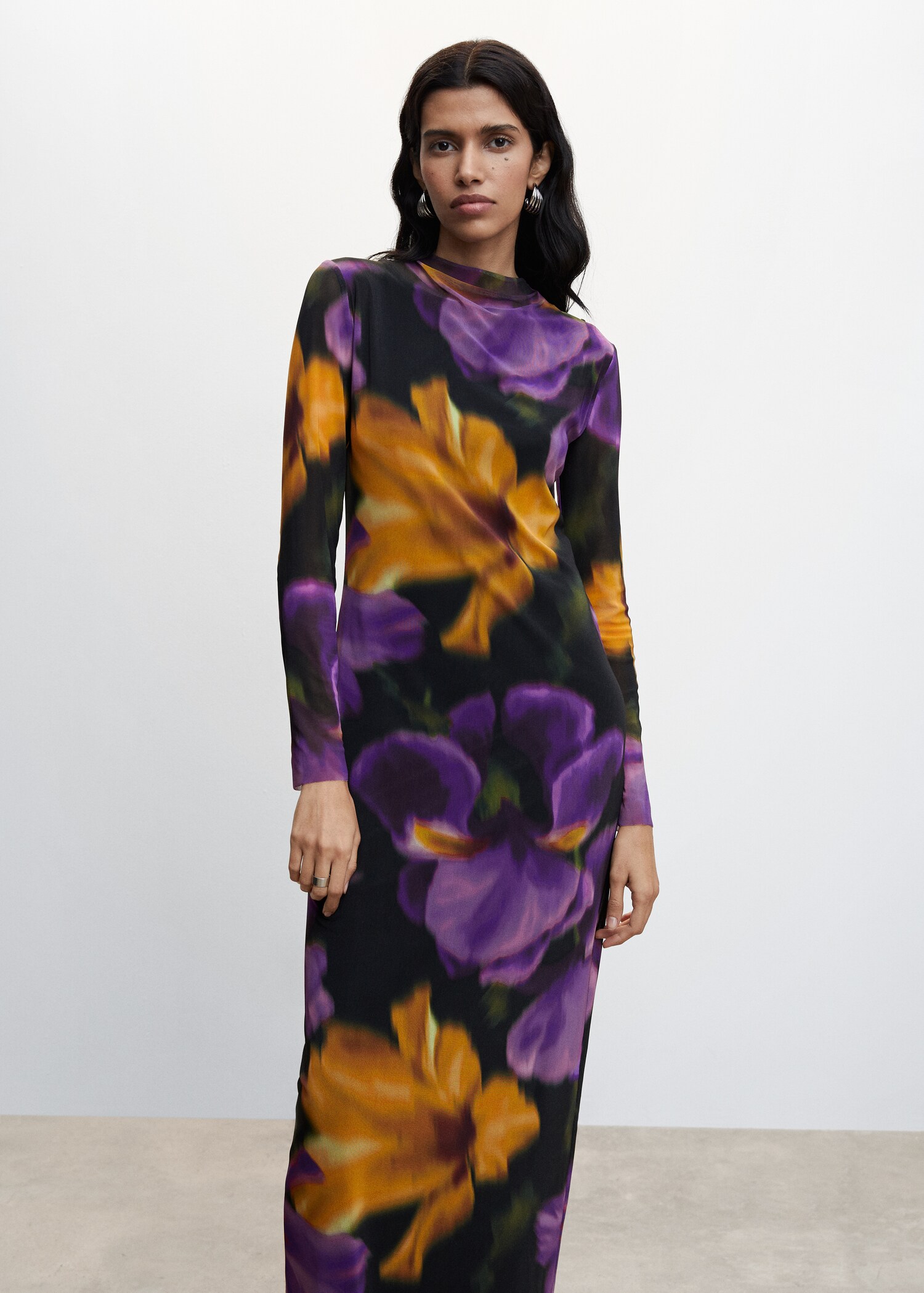Vestido tul estampado floral - Plano medio