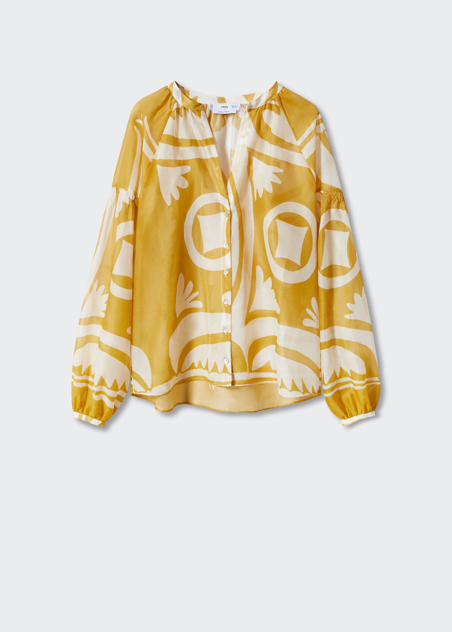 Puffed-sleeve printed shirt - Article without model