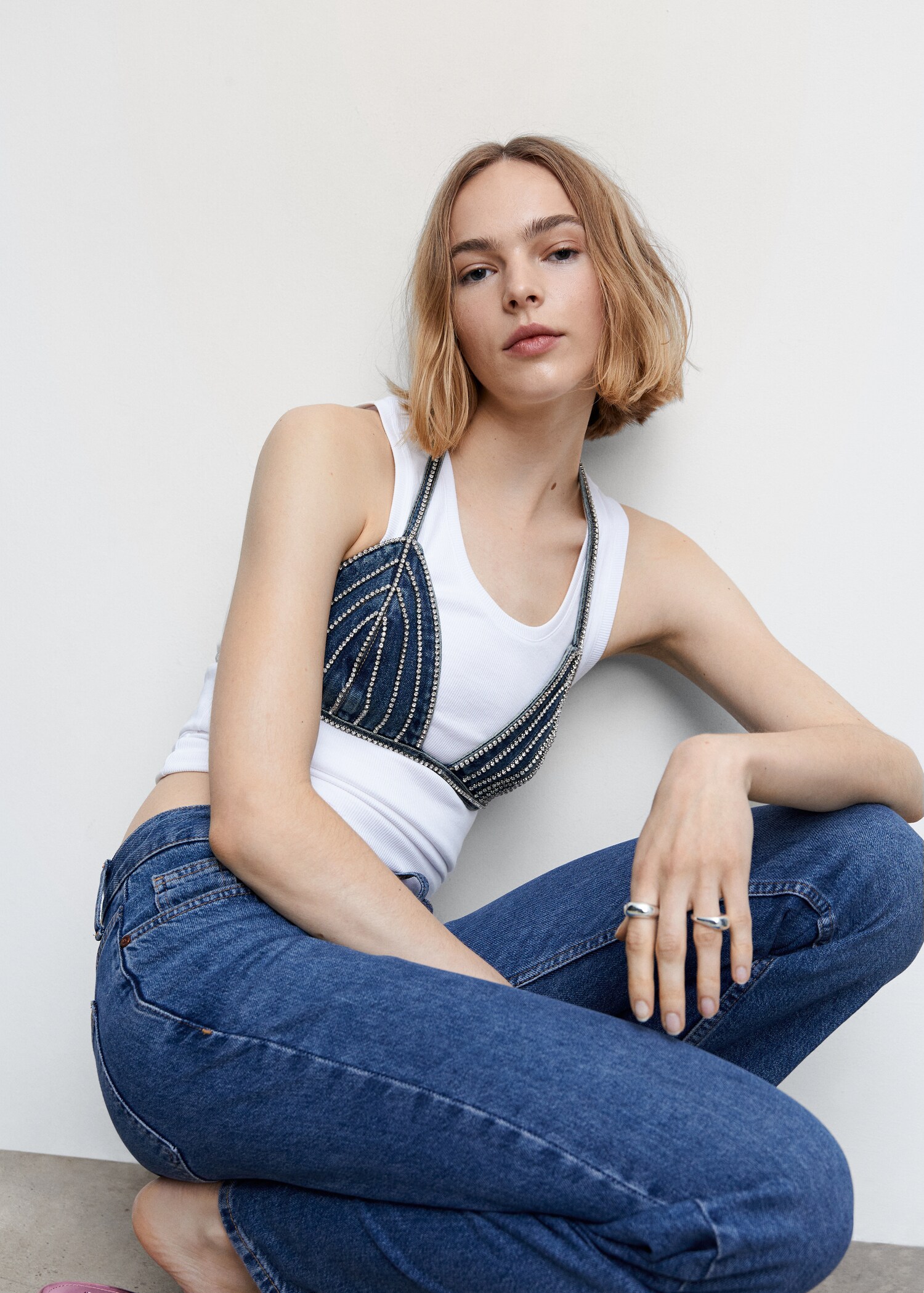 Rhinestone denim top - Details of the article 2