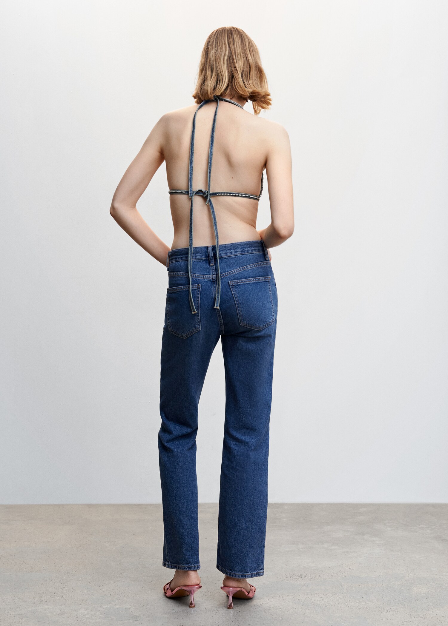 Rhinestone denim top - Reverse of the article