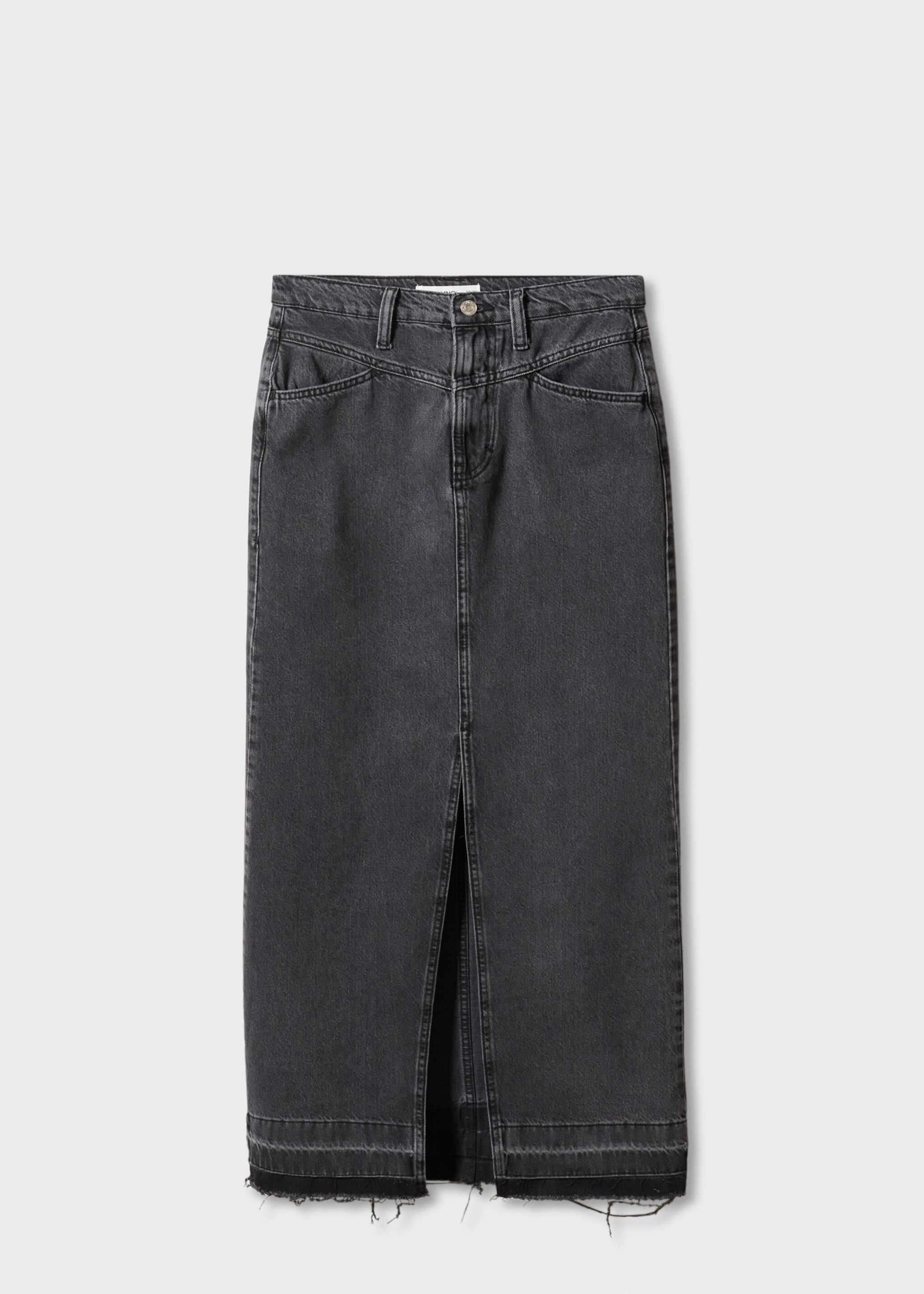 Denim long skirt - Article without model, Black denim. Ref: 47057141-00.