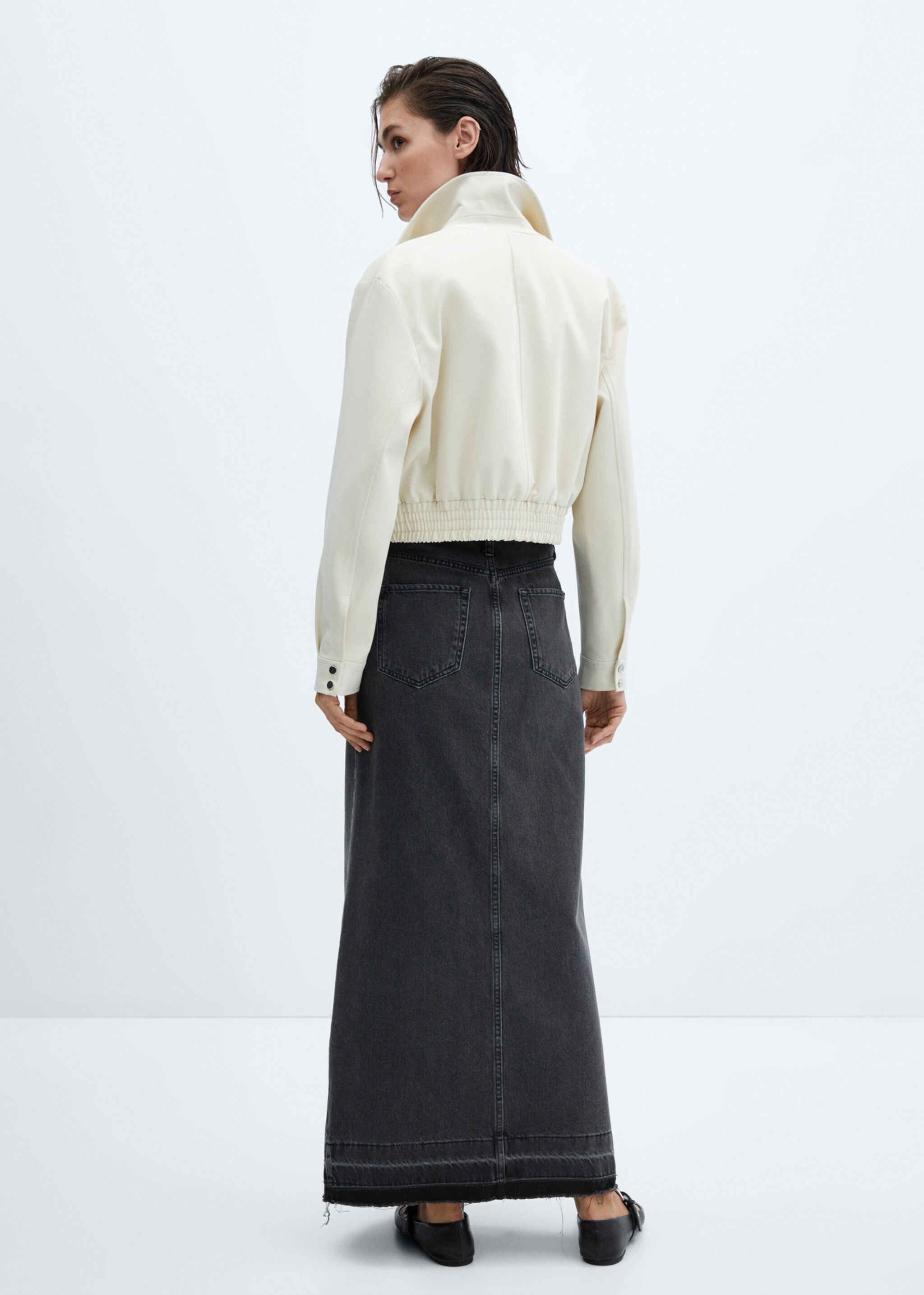 Denim long skirt - Reverse of the article, Black denim. Ref: 47057141-00.