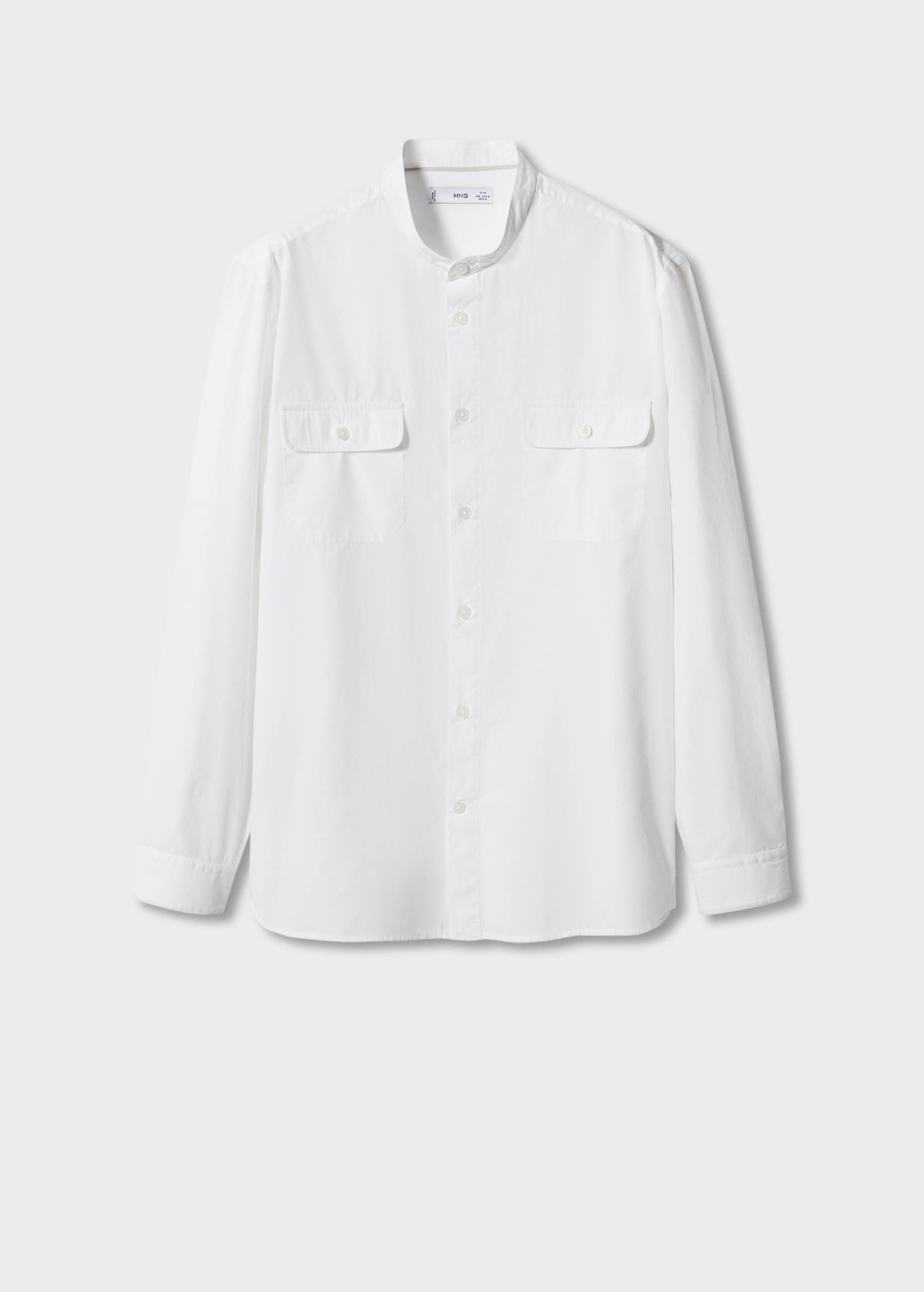 Slim-fit Mao-collar cotton shirt - Article without model
