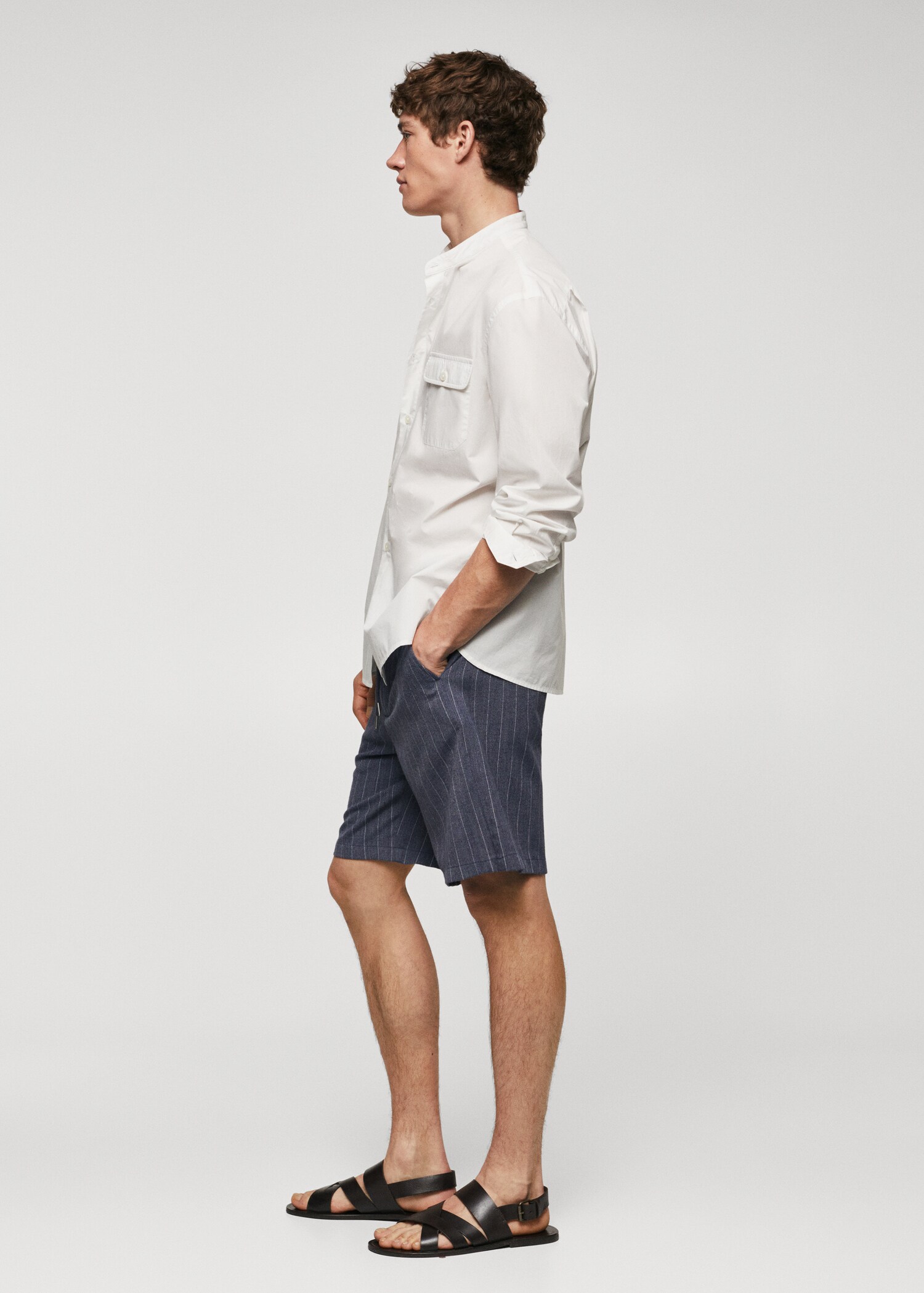 Slim fit pamučna košulja s kineskim ovratnikom - Detalji artikla 2