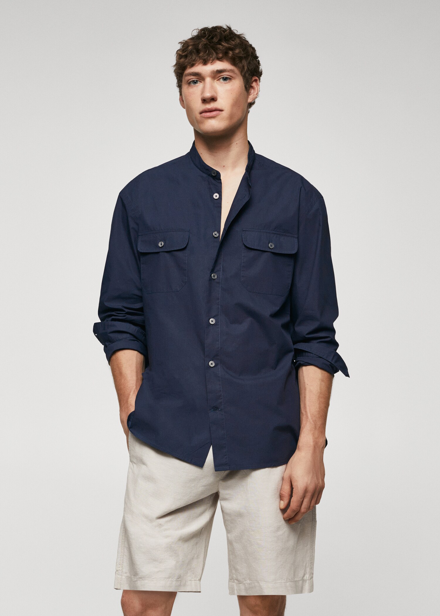 Camisa slim fit Mao cotó - Pla mig