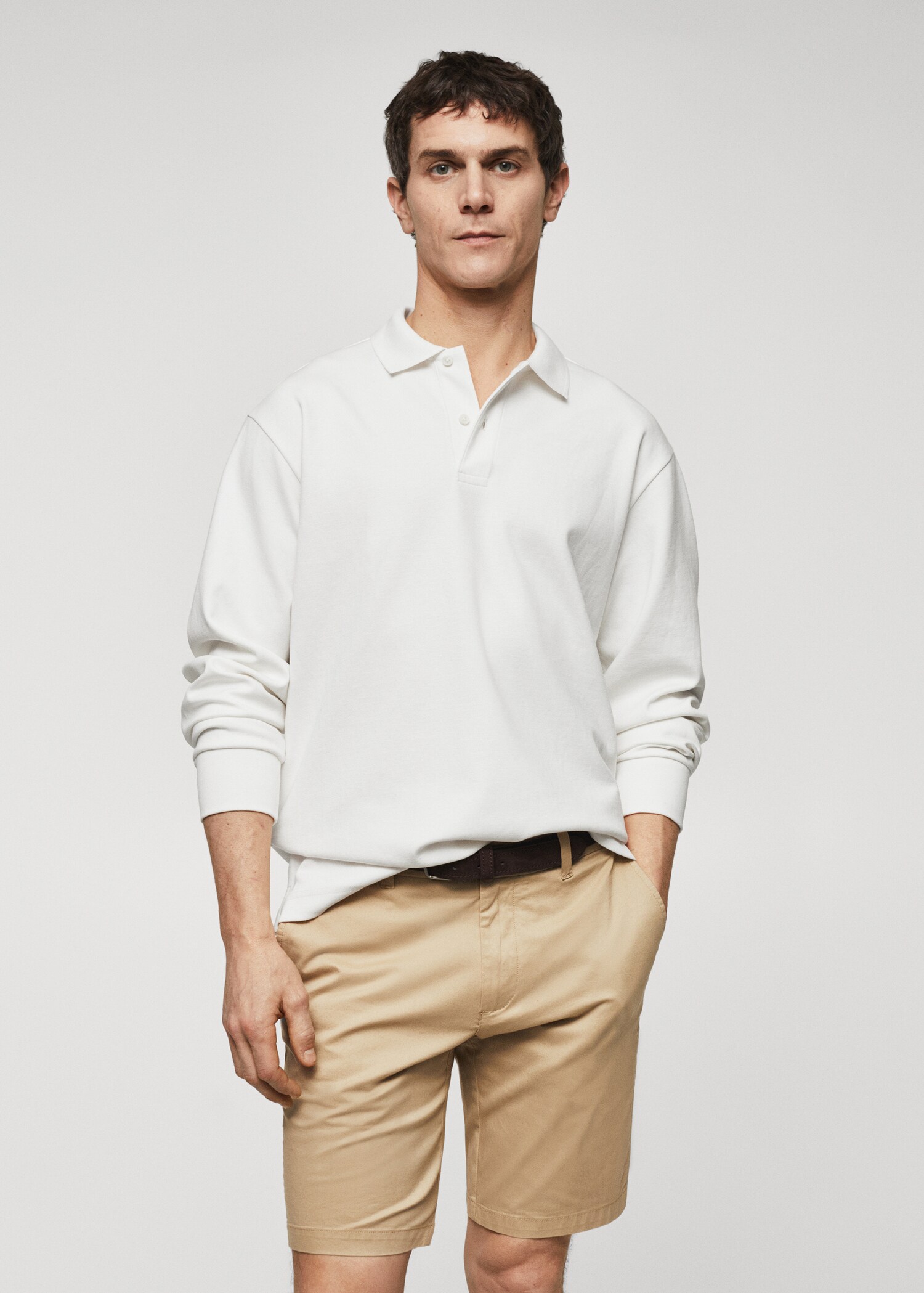 Long sleeves cotton polo - Medium plane