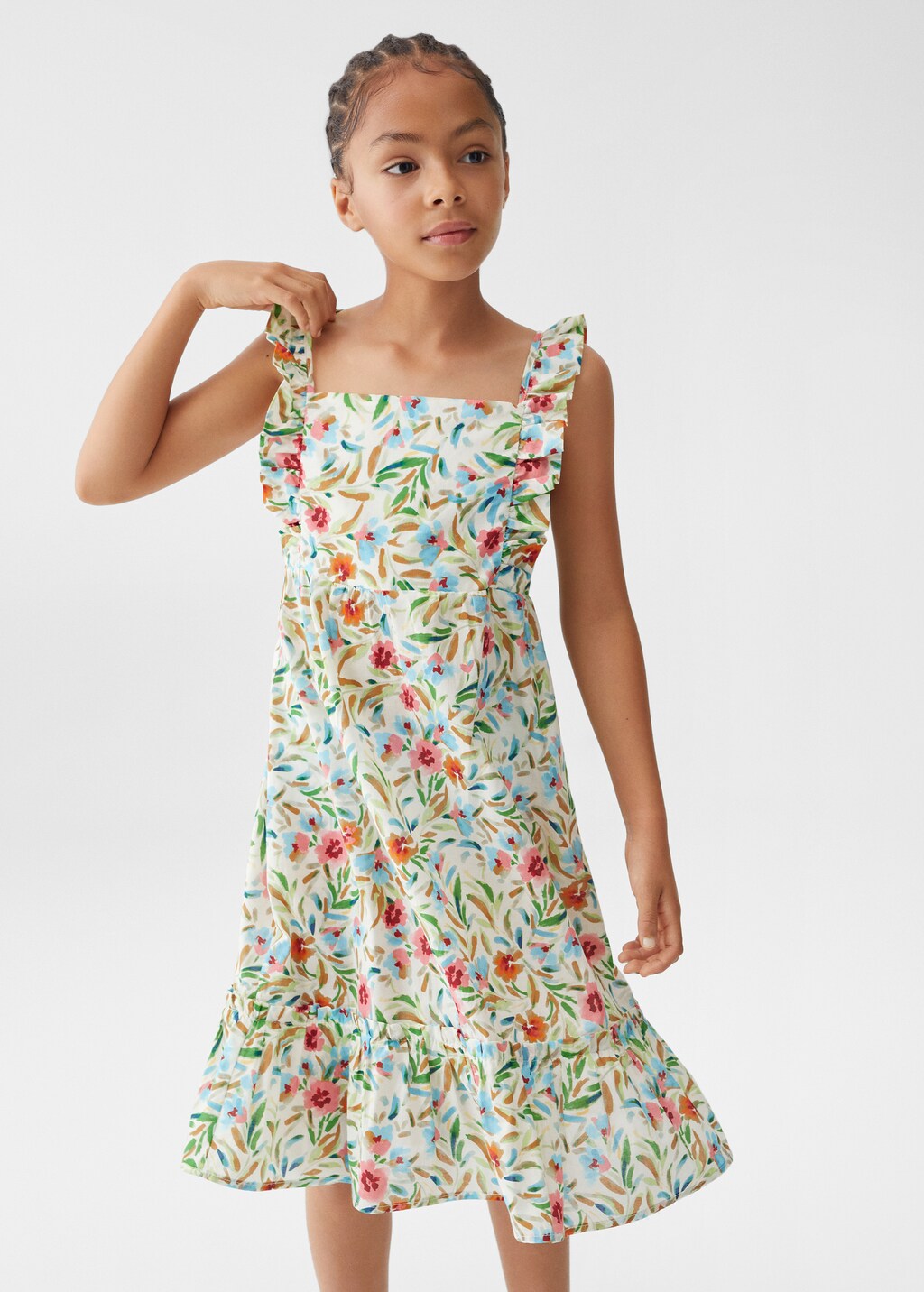 Ruffled floral cotton dress