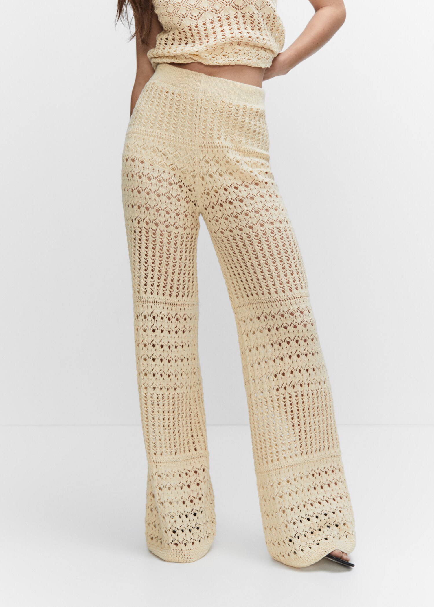 Openwork knitted palazzo pants - Medium plane