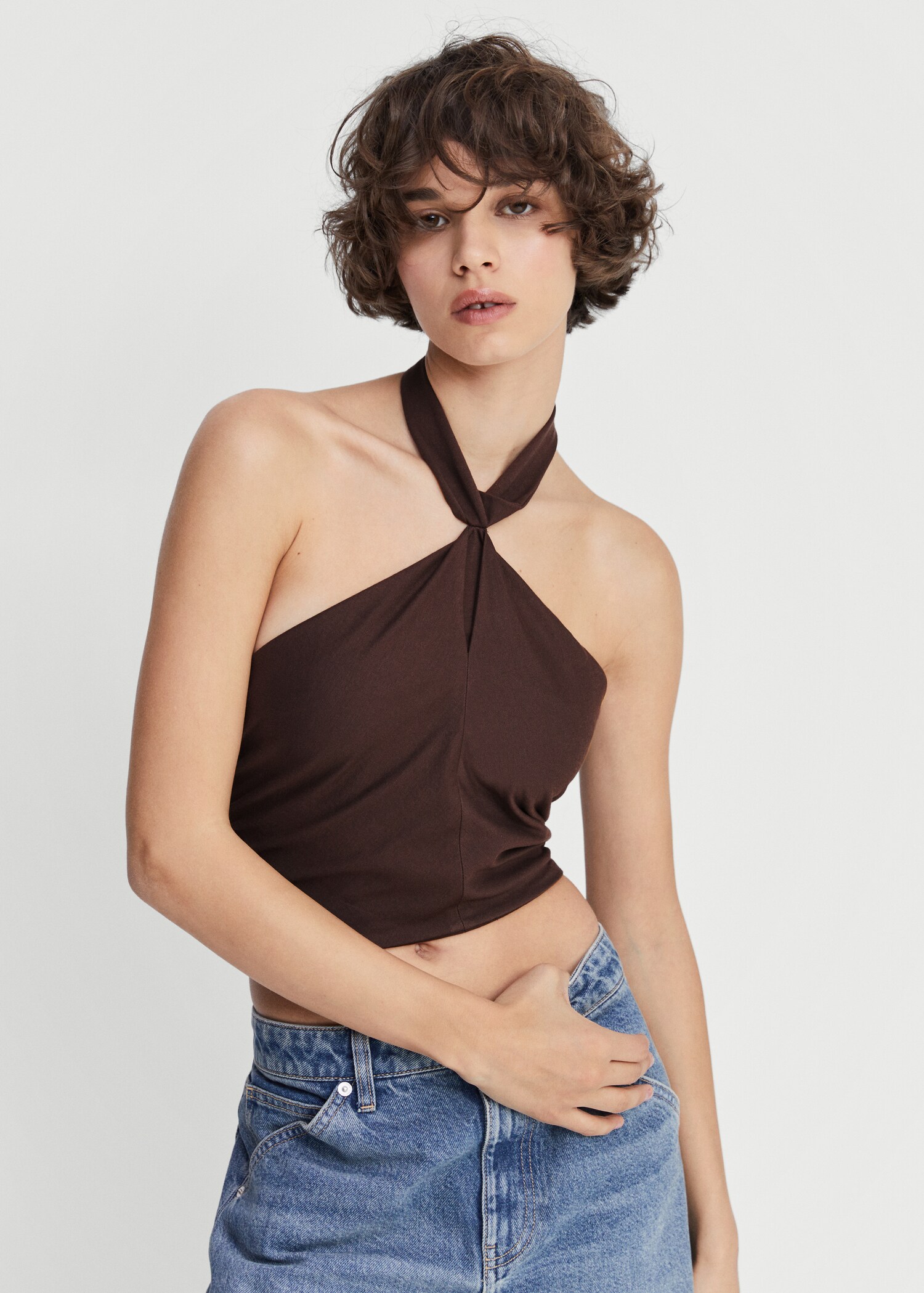 Crop top with halter neck - Medium plane