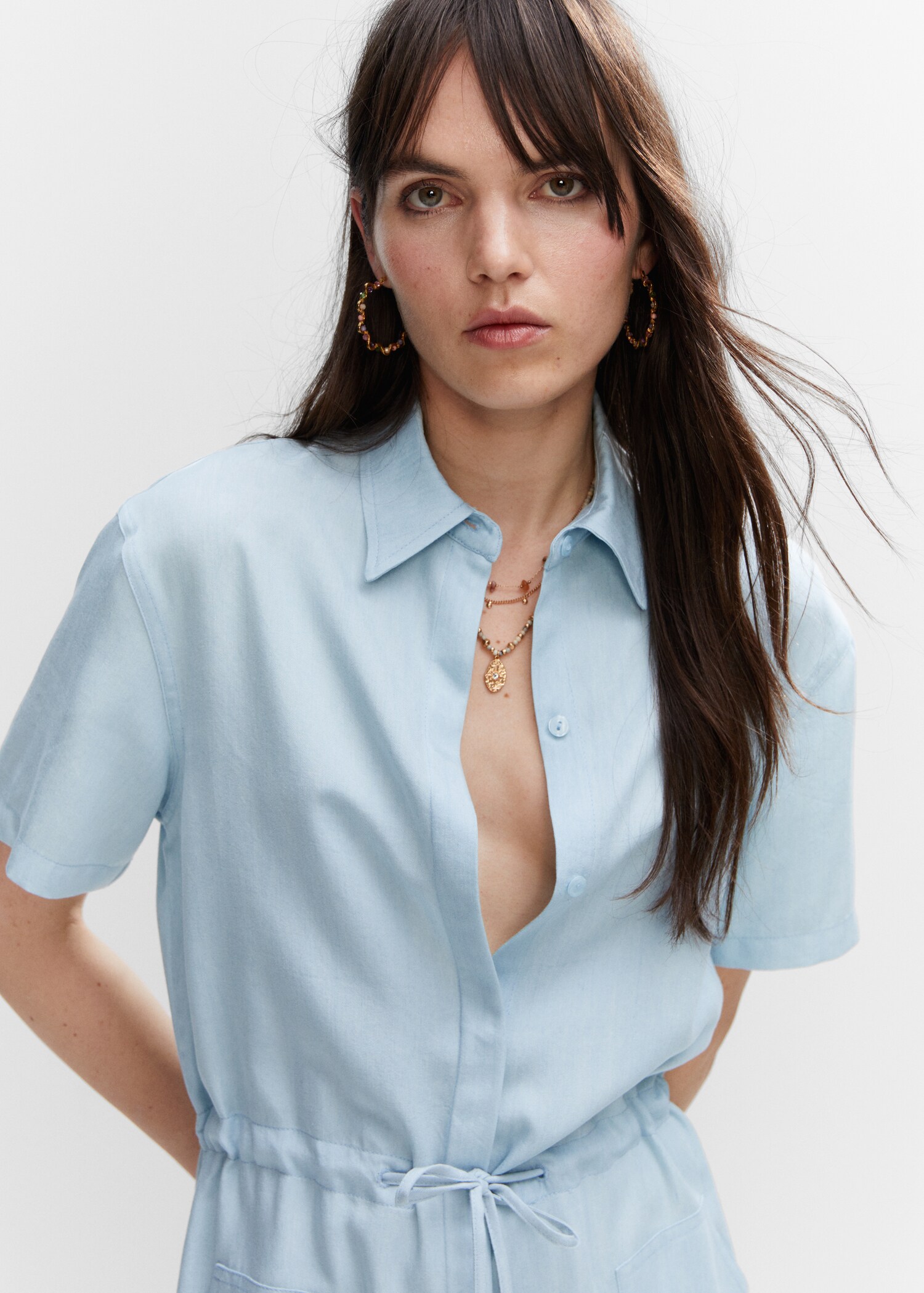 Lyocell shirt jumpsuit - Details of the article 1