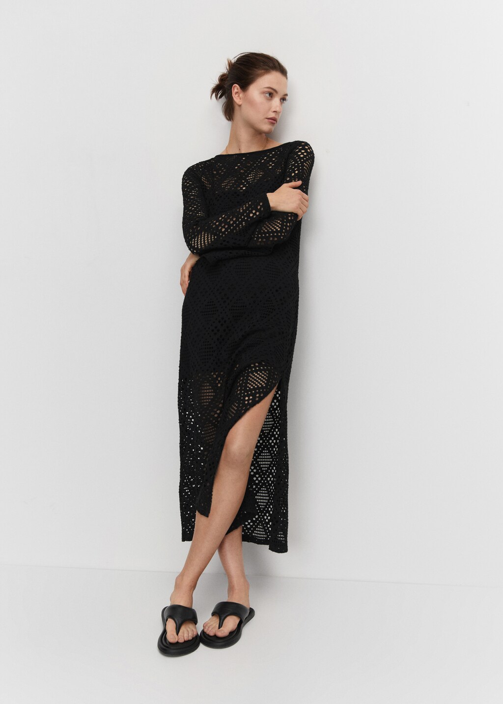 Geometric-pattern openwork dress - Women | MANGO OUTLET USA