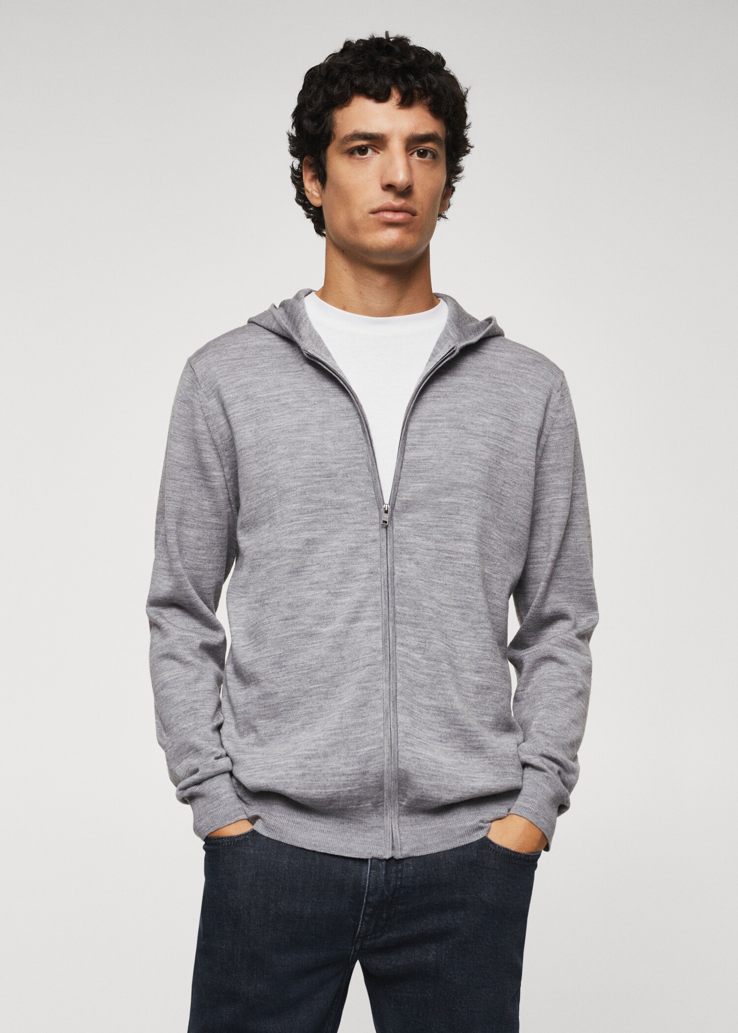 Zip-up wool cardigan - Medium plane