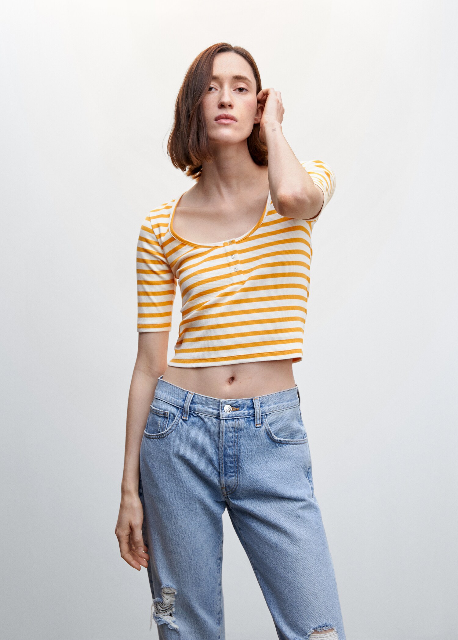 Striped rib T-shirt - Medium plane