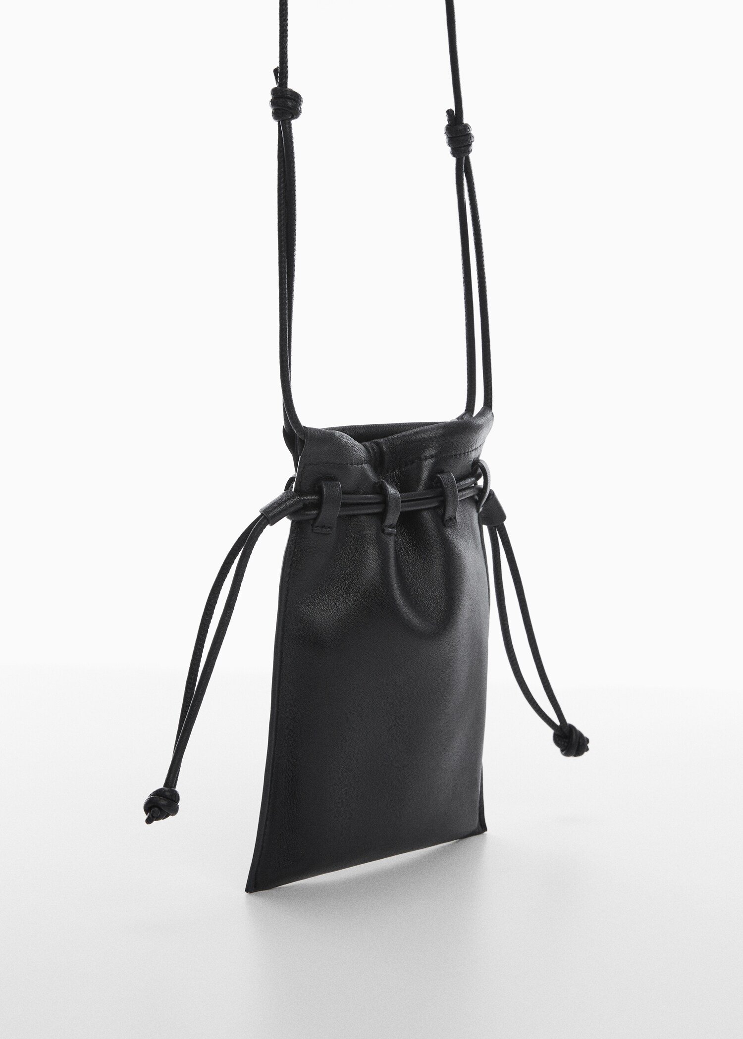 Mini-Beuteltasche aus Leder - Mittlere Ansicht