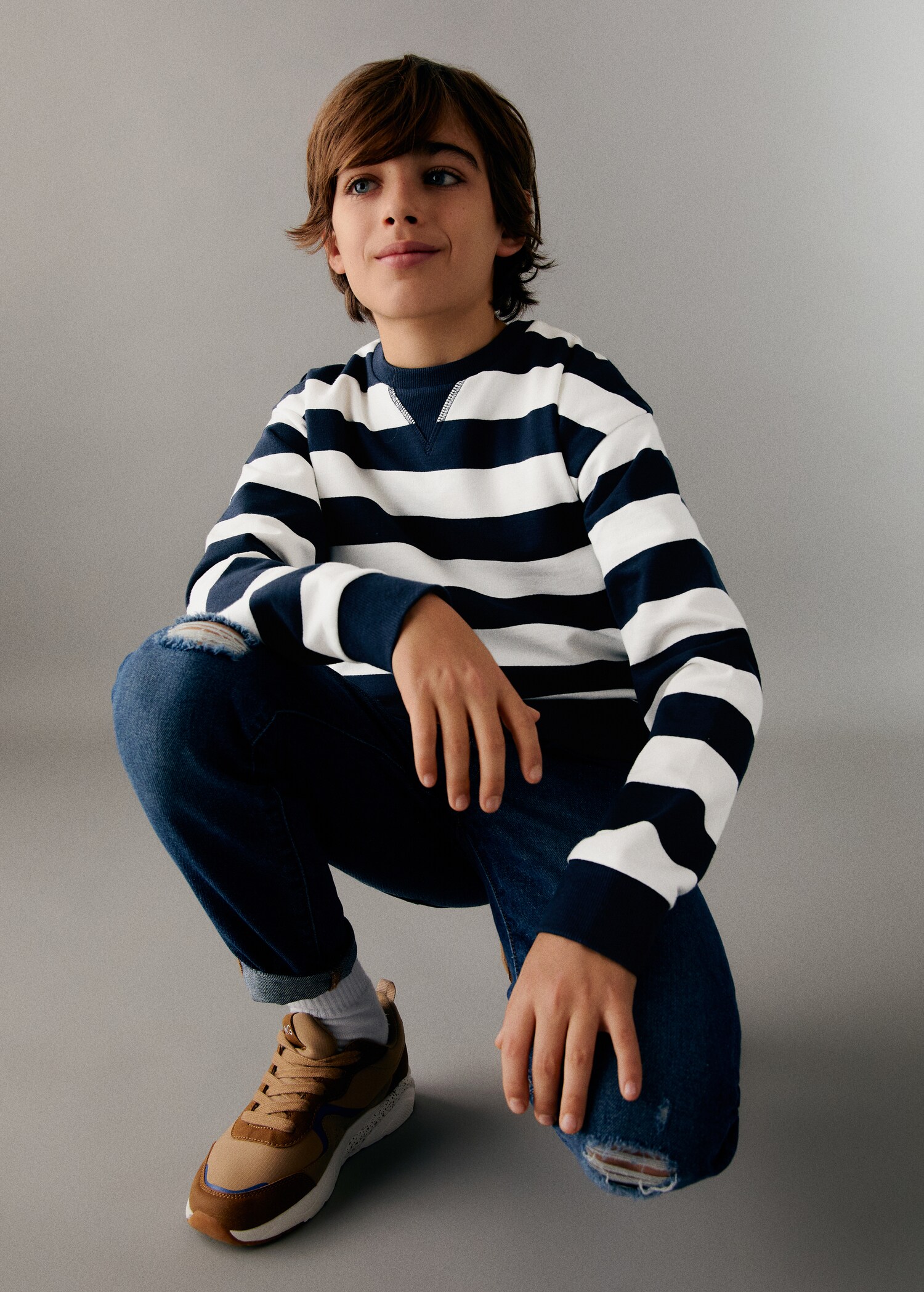 Striped cotton-blend sweatshirt - Medium plane
