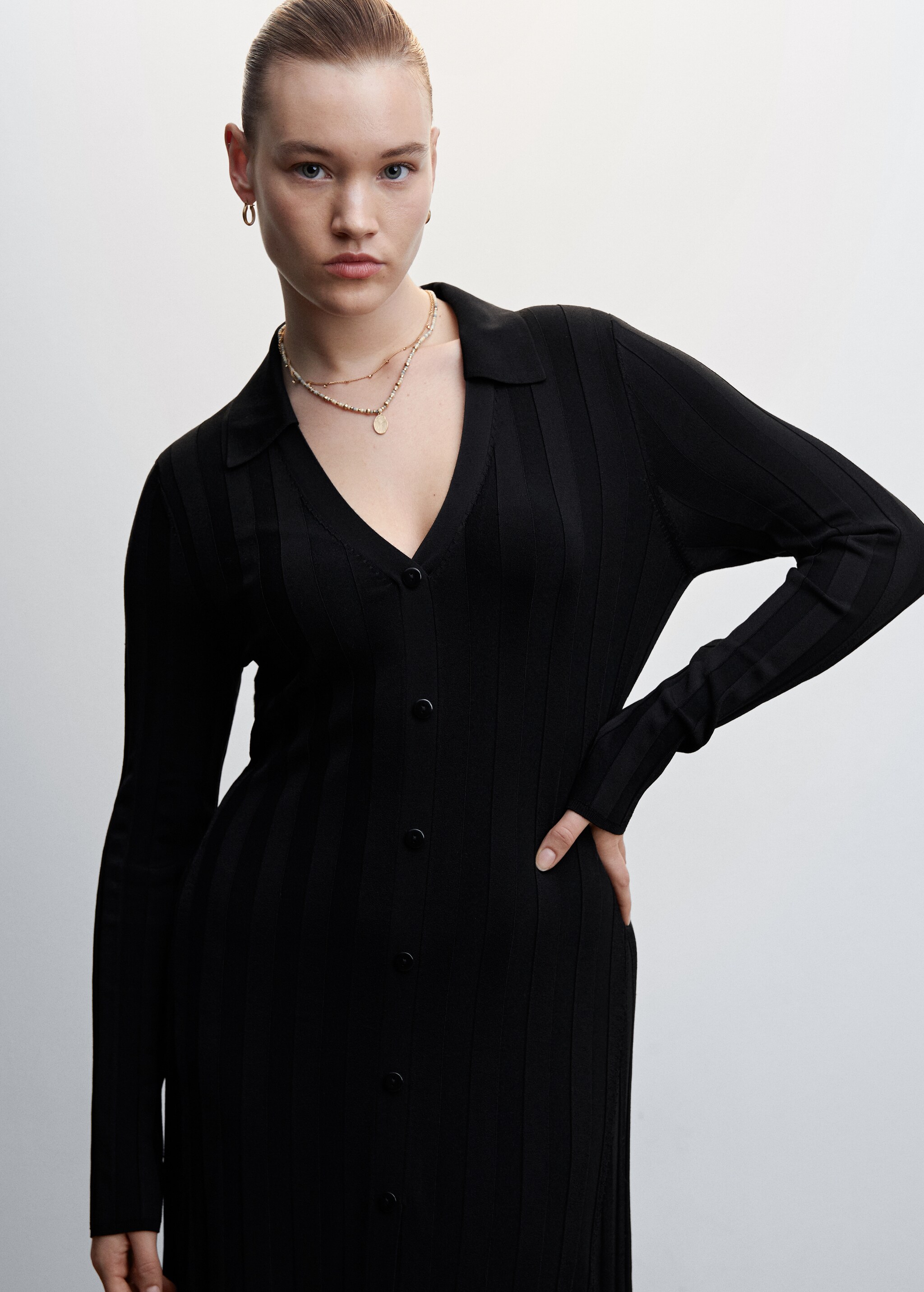 Ribbed polo neck dress - Details of the article 5
