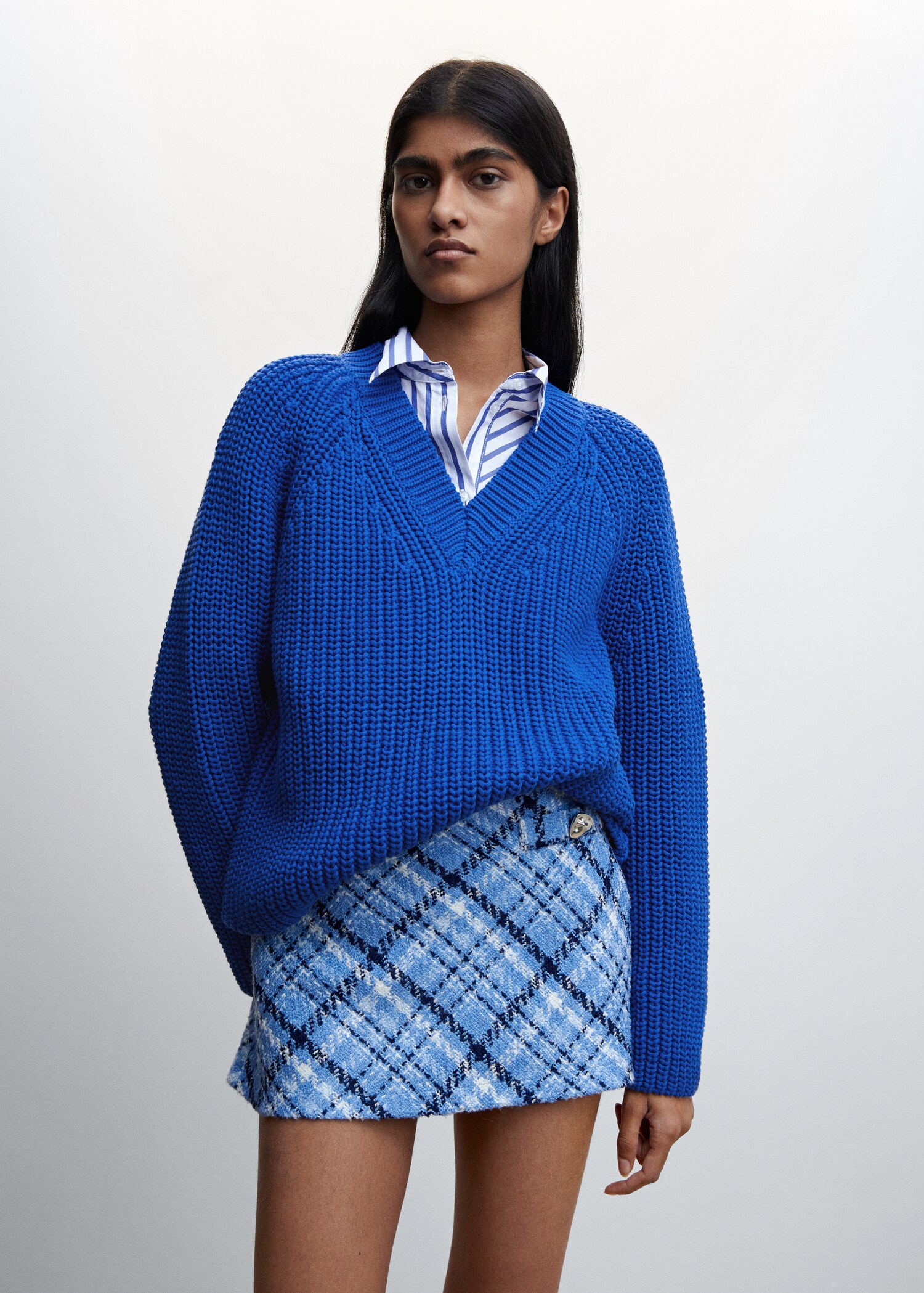 Chunky-knit V-neck sweater - Medium plane