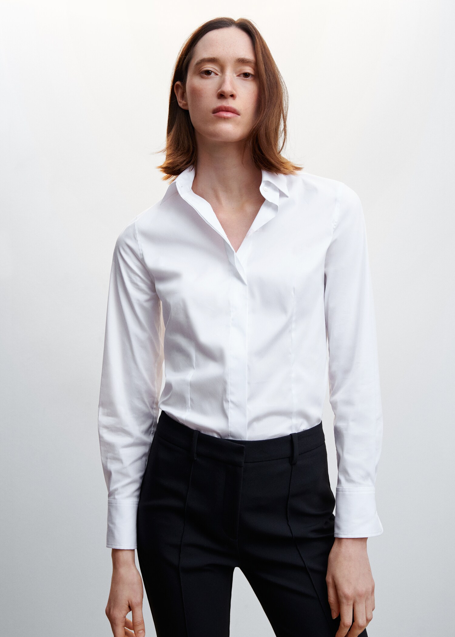 Essential cotton-blend shirt - Woman | MANGO OUTLET USA
