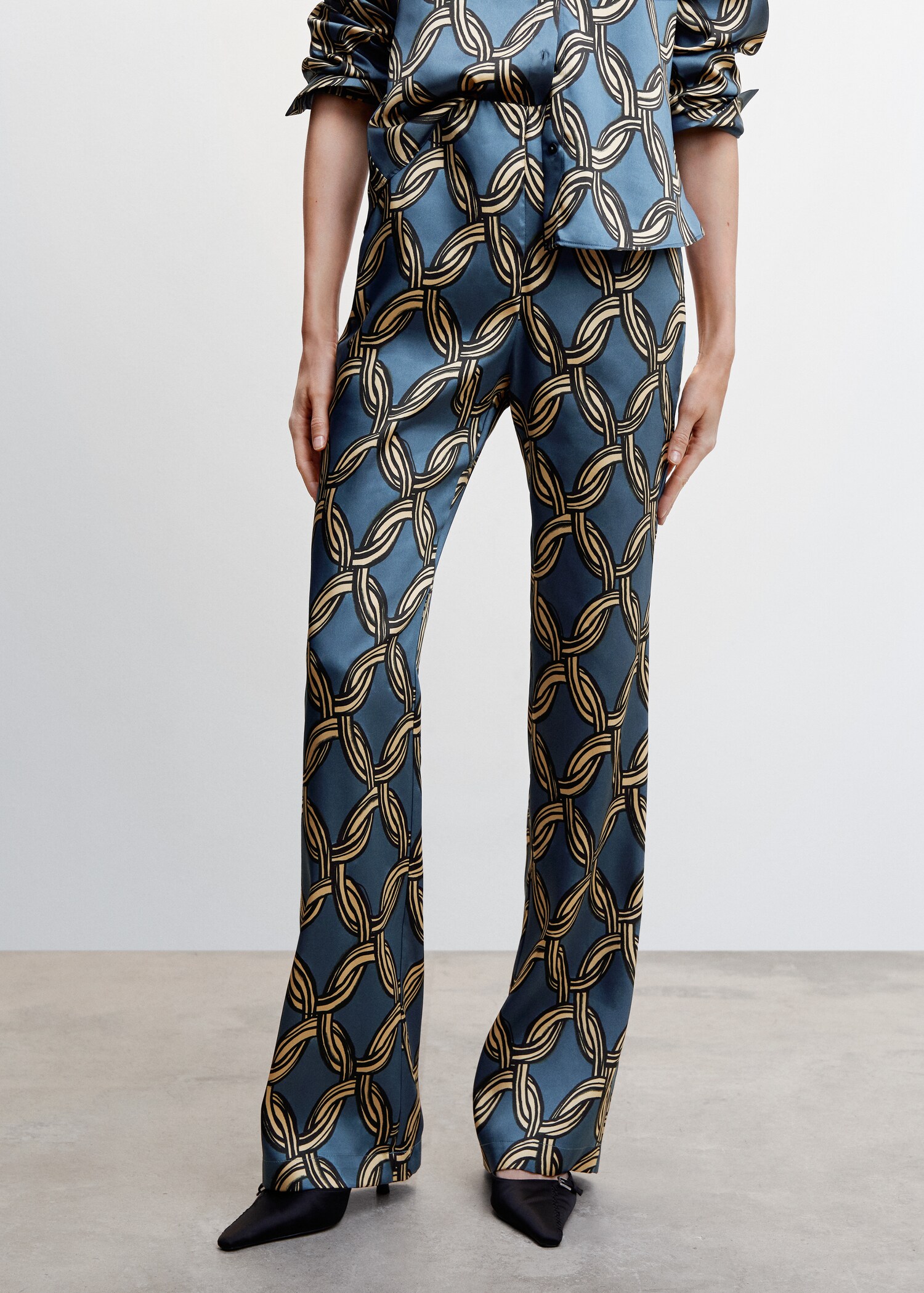 Satin printed pants - Medium plane