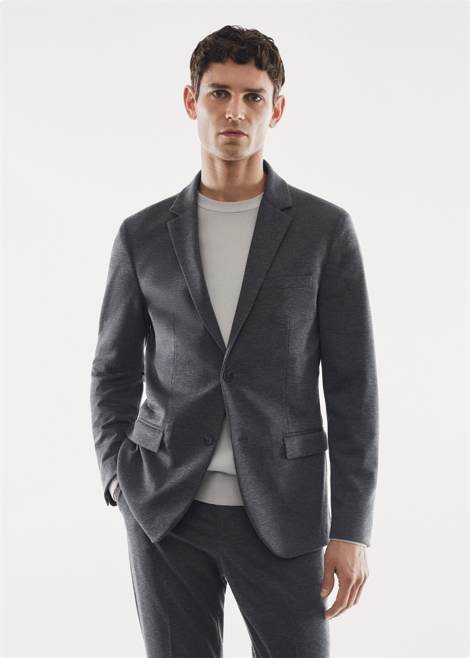 Slim-fit stretch suit jacket - Medium plane