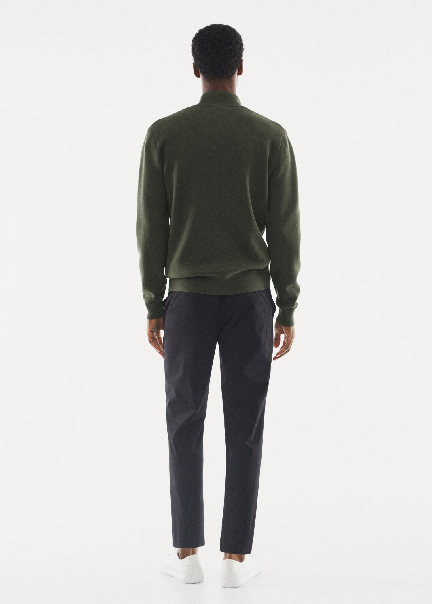 Perkins-neck cardigan with zip - Reverse of the article