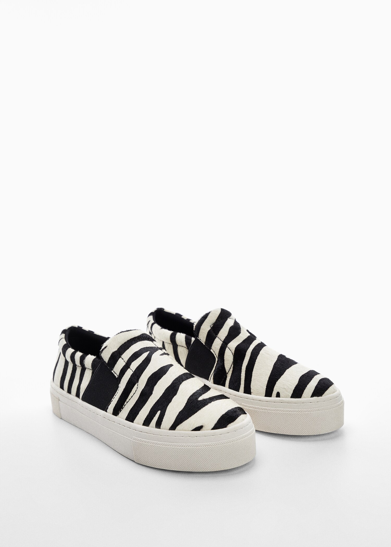 Leder-Sneakers mit Kunstfell - Mittlere Ansicht