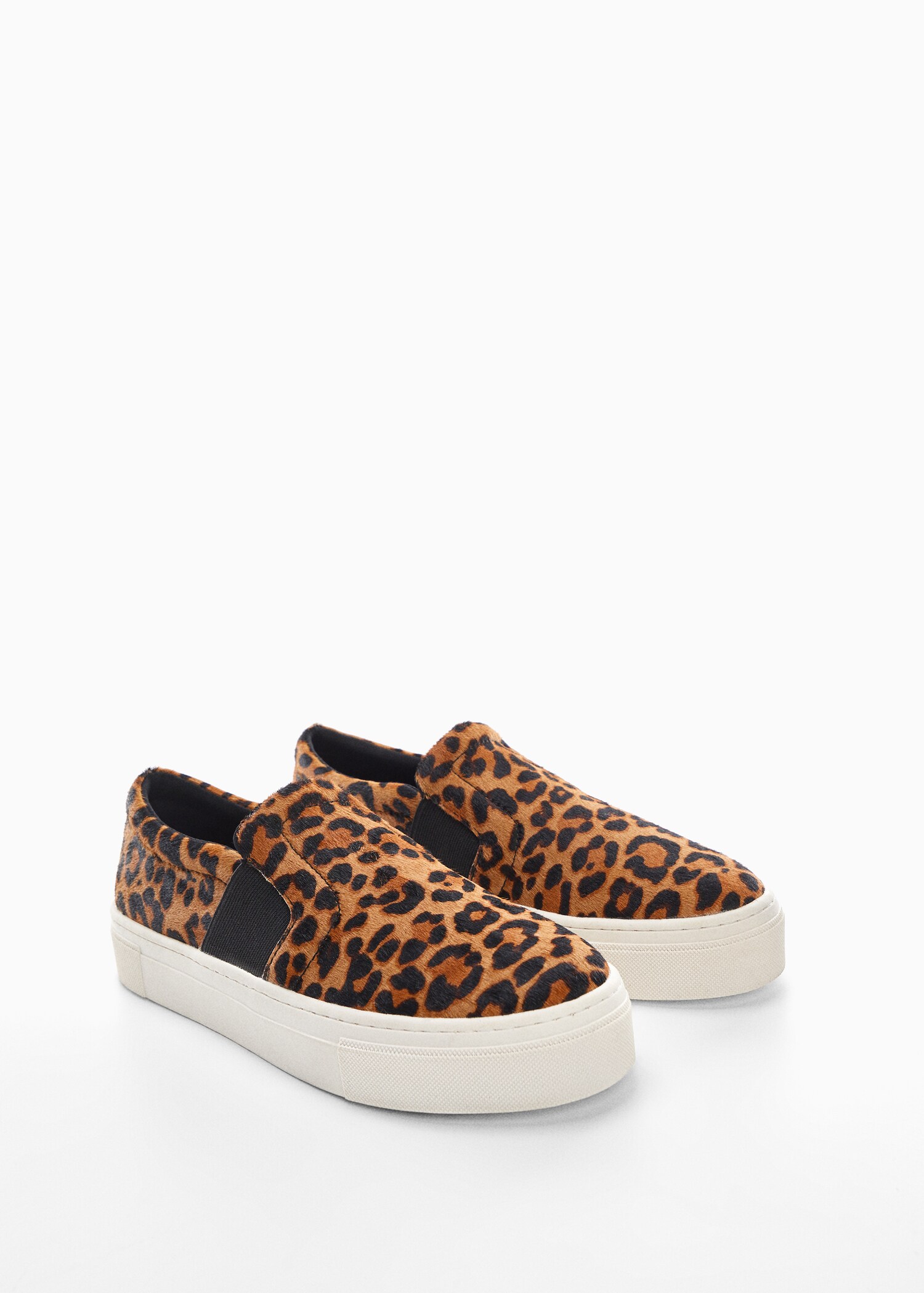 Leder-Sneakers mit Kunstfell - Mittlere Ansicht