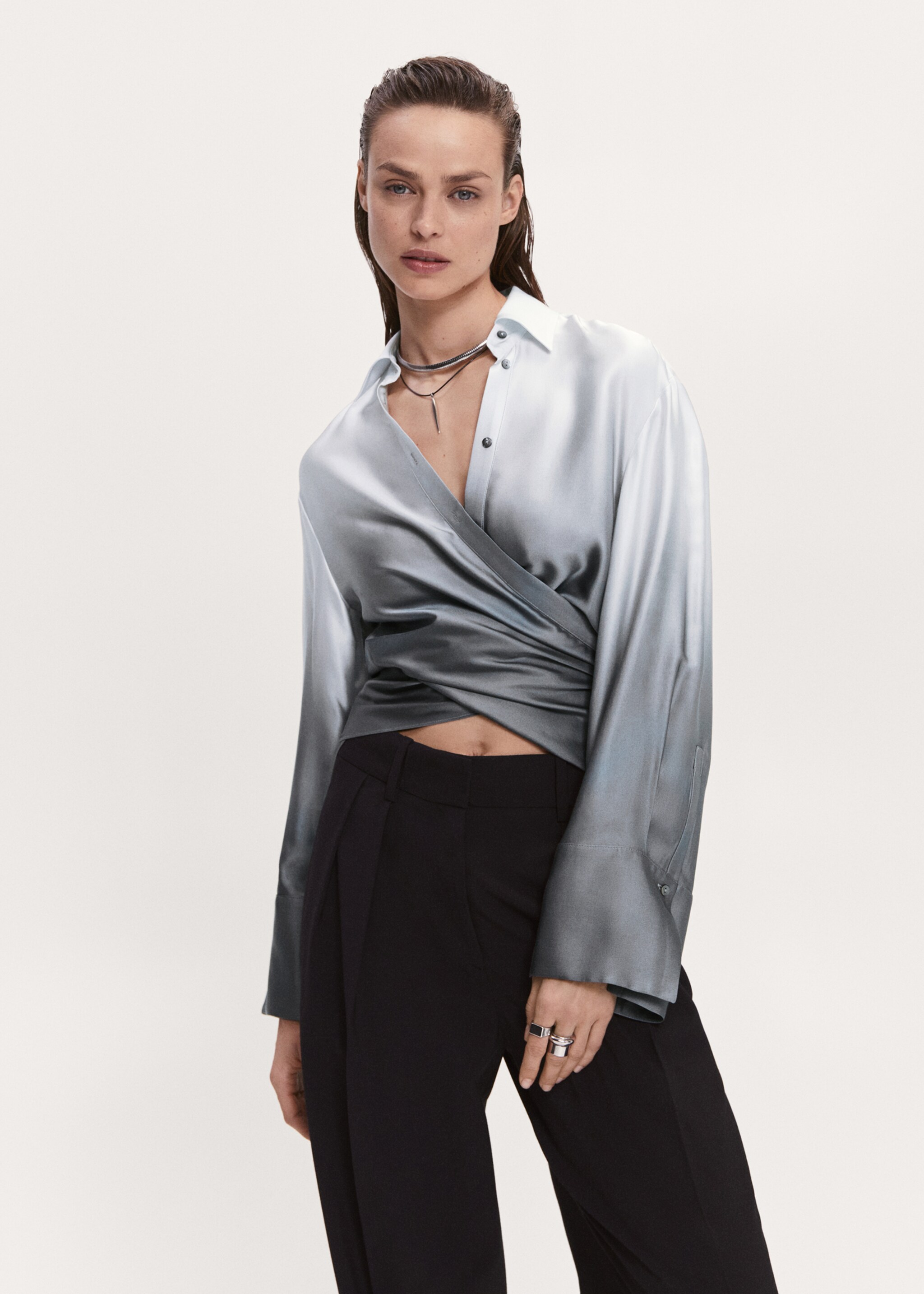 Gradient double-breasted shirt - Medium plane, Grey. Ref: 47064427-00.