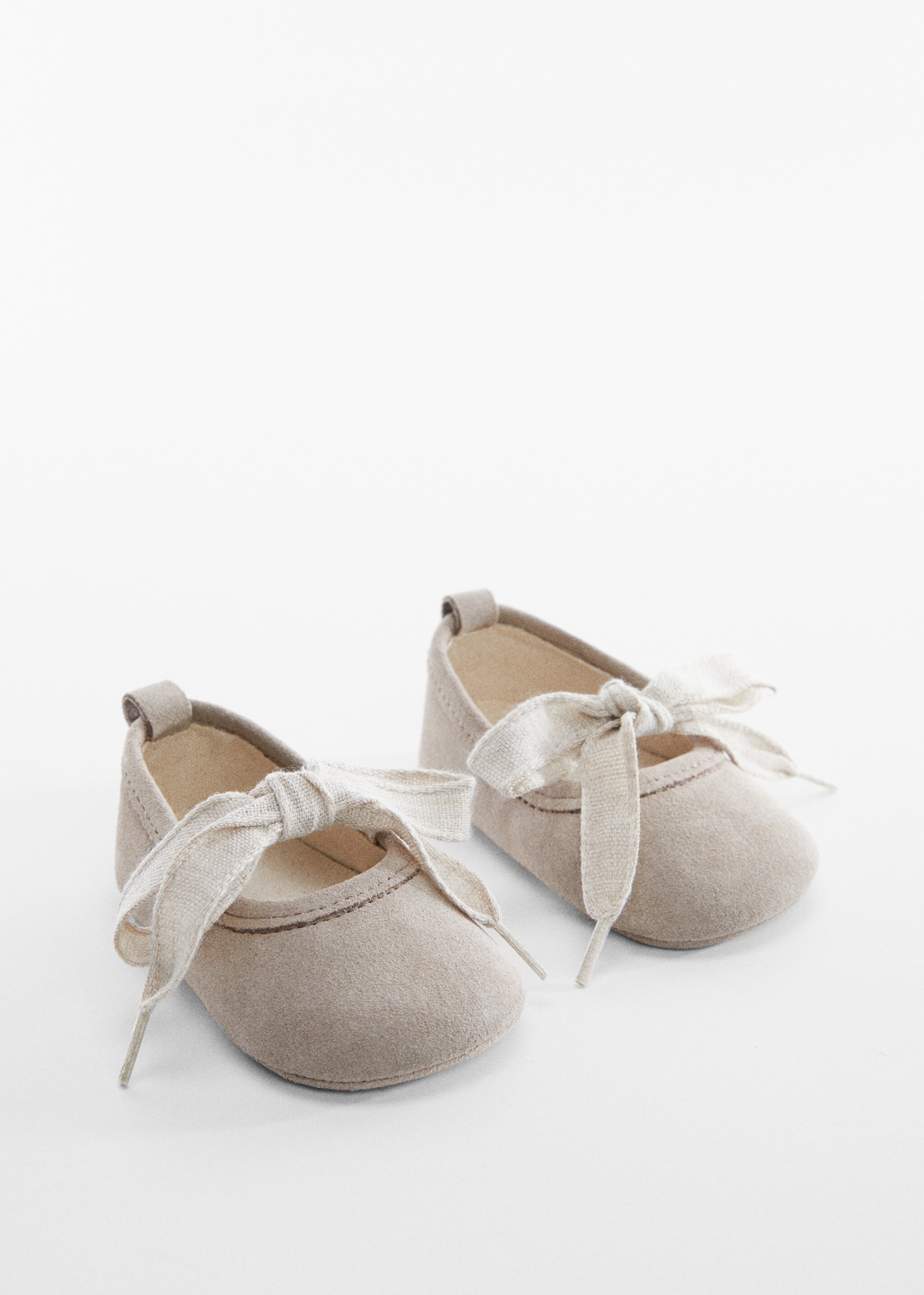 Leather ballet flats with bow - Medium plane, Sand. Ref: 47064755-00.