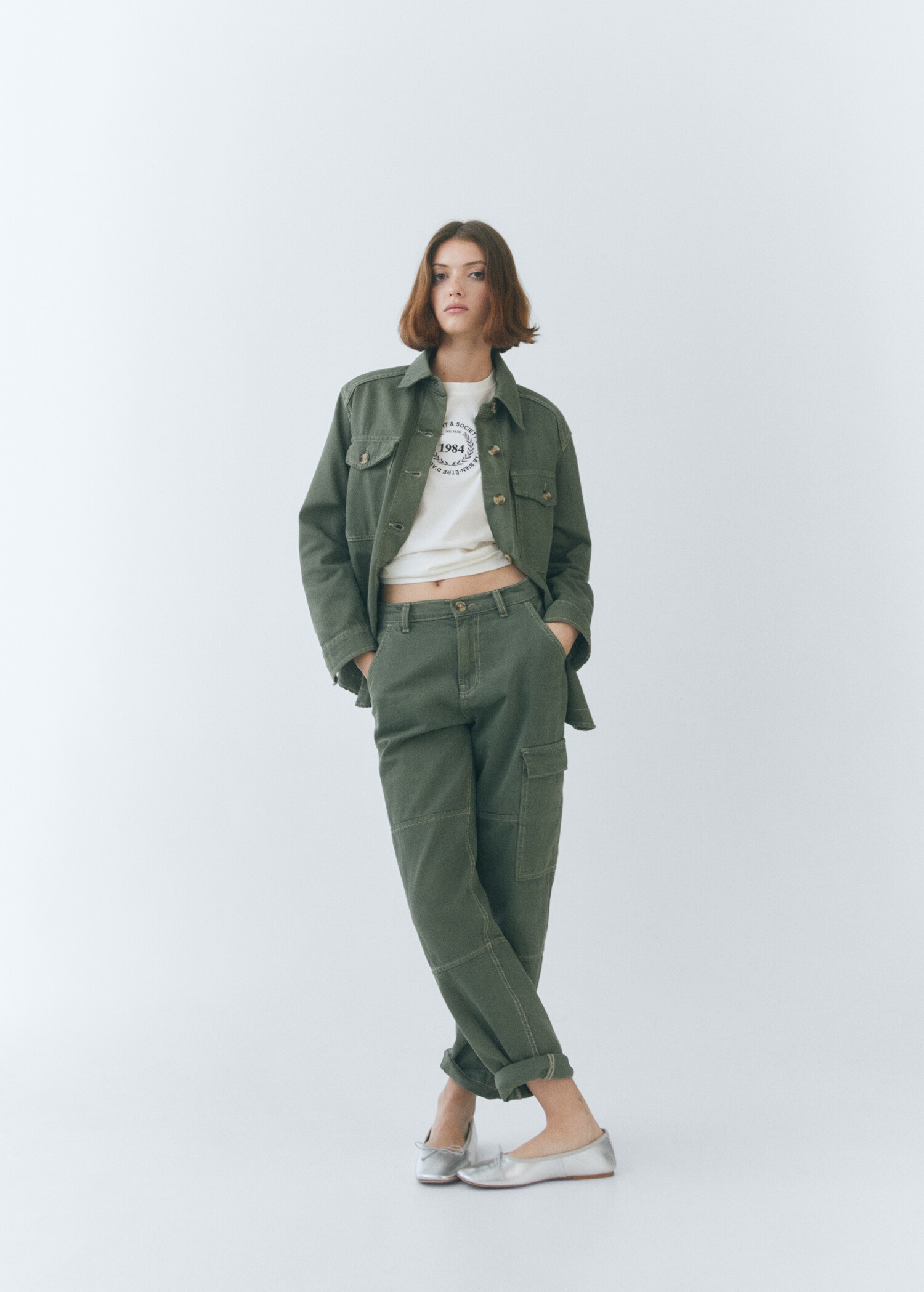 Chest-pocket cotton overshirt - Woman | MANGO OUTLET USA 