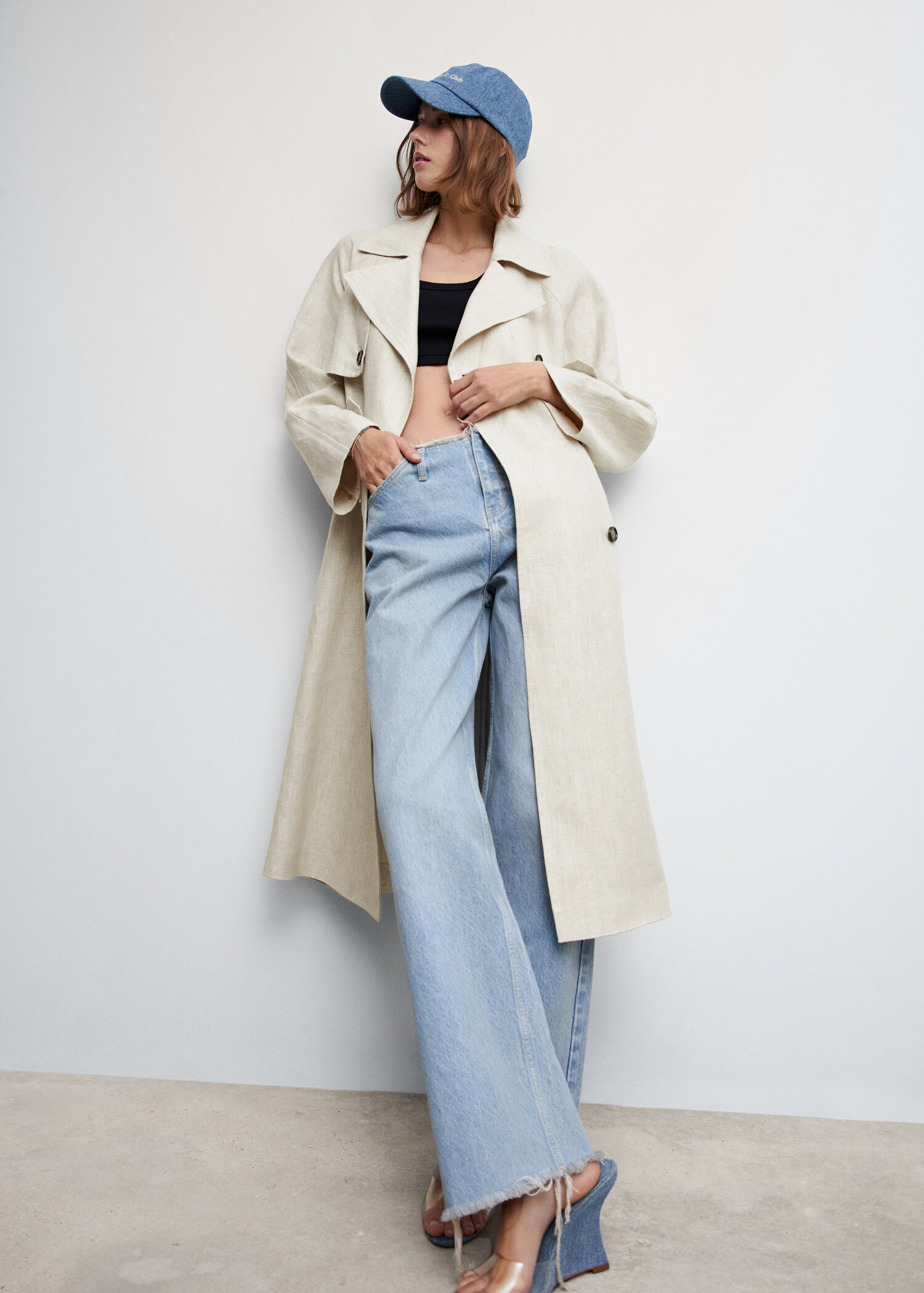 100% linen trench coat - Medium plane