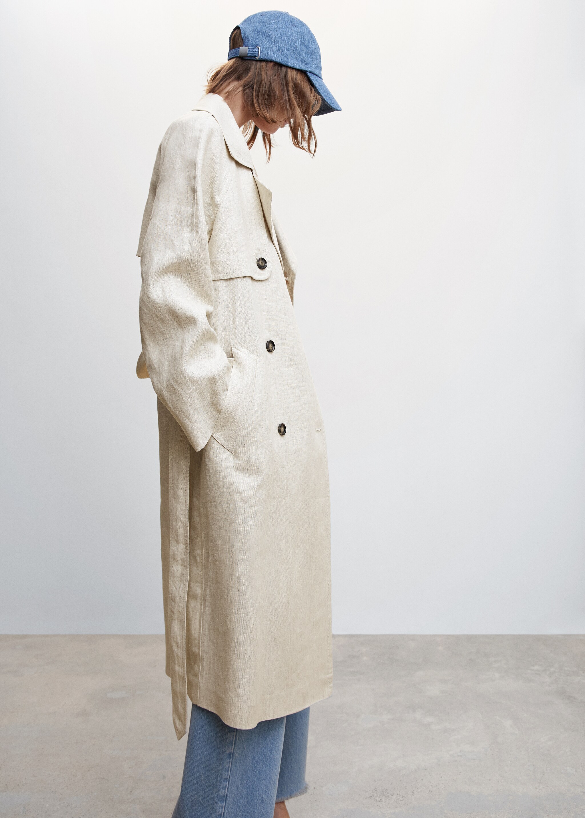 100% linen trench coat - Details of the article 2