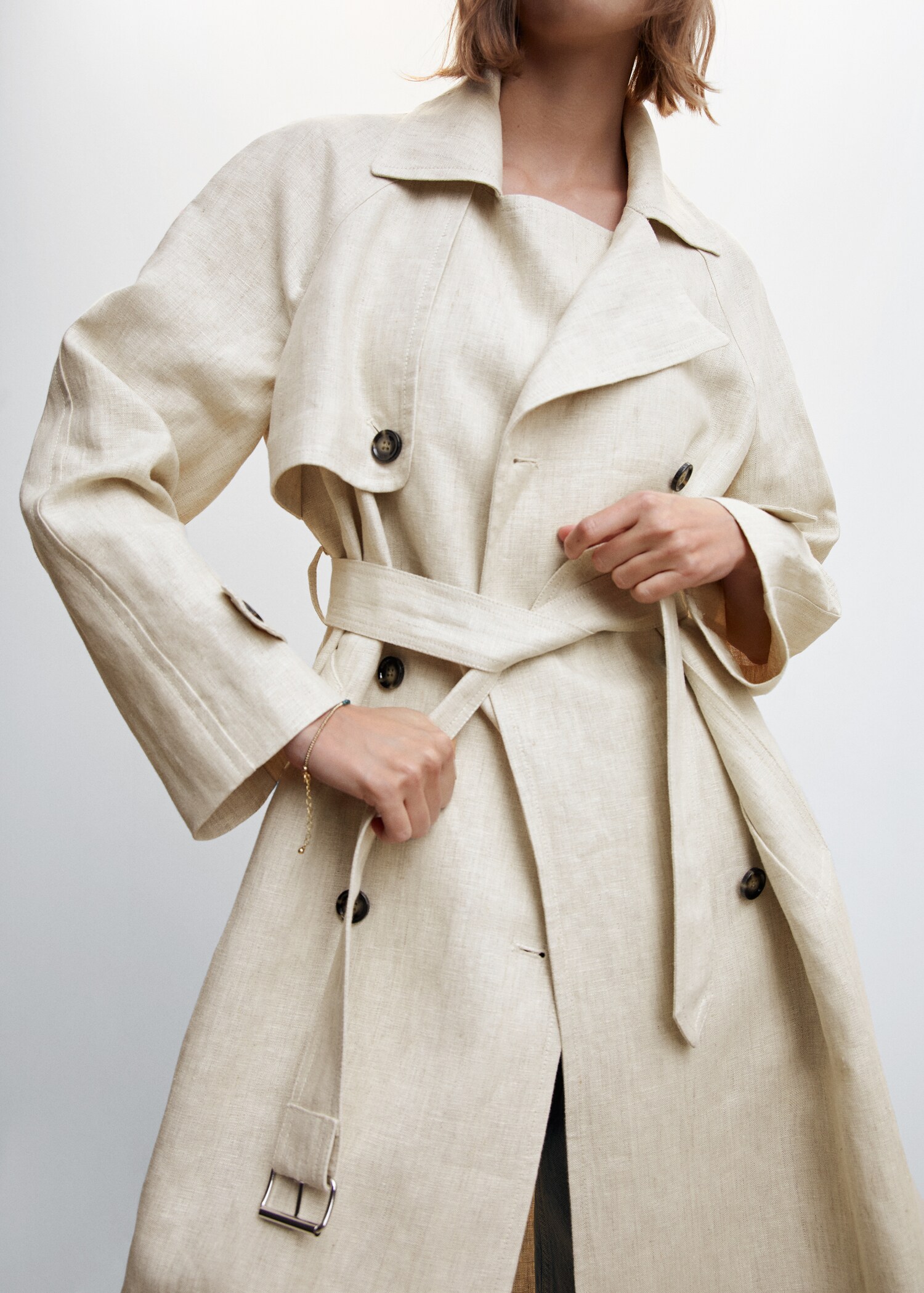 Trenchcoat aus 100 % Leinen - Detail des Artikels 6