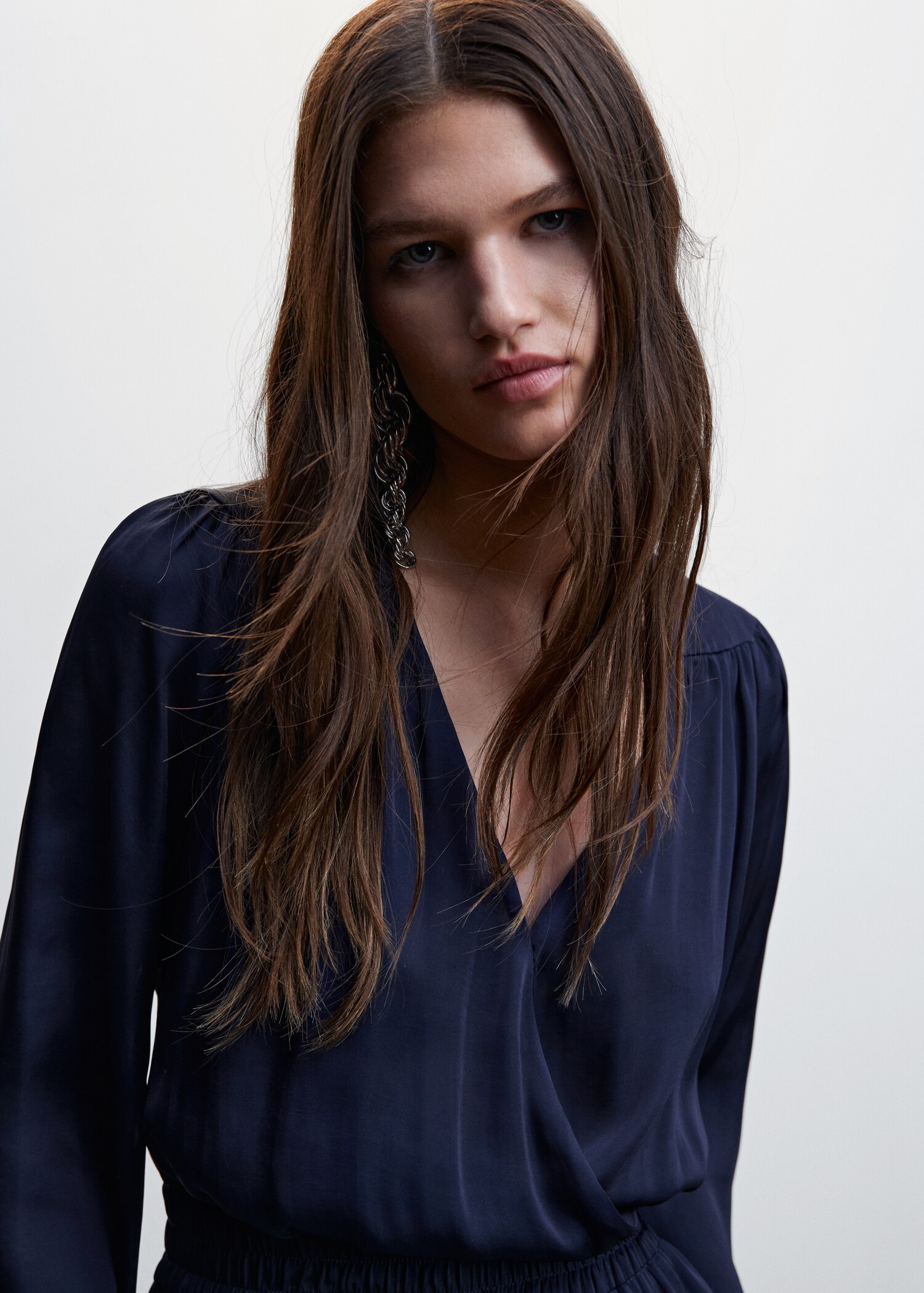 Wrap neckline satin jumpsuit - Details of the article 1