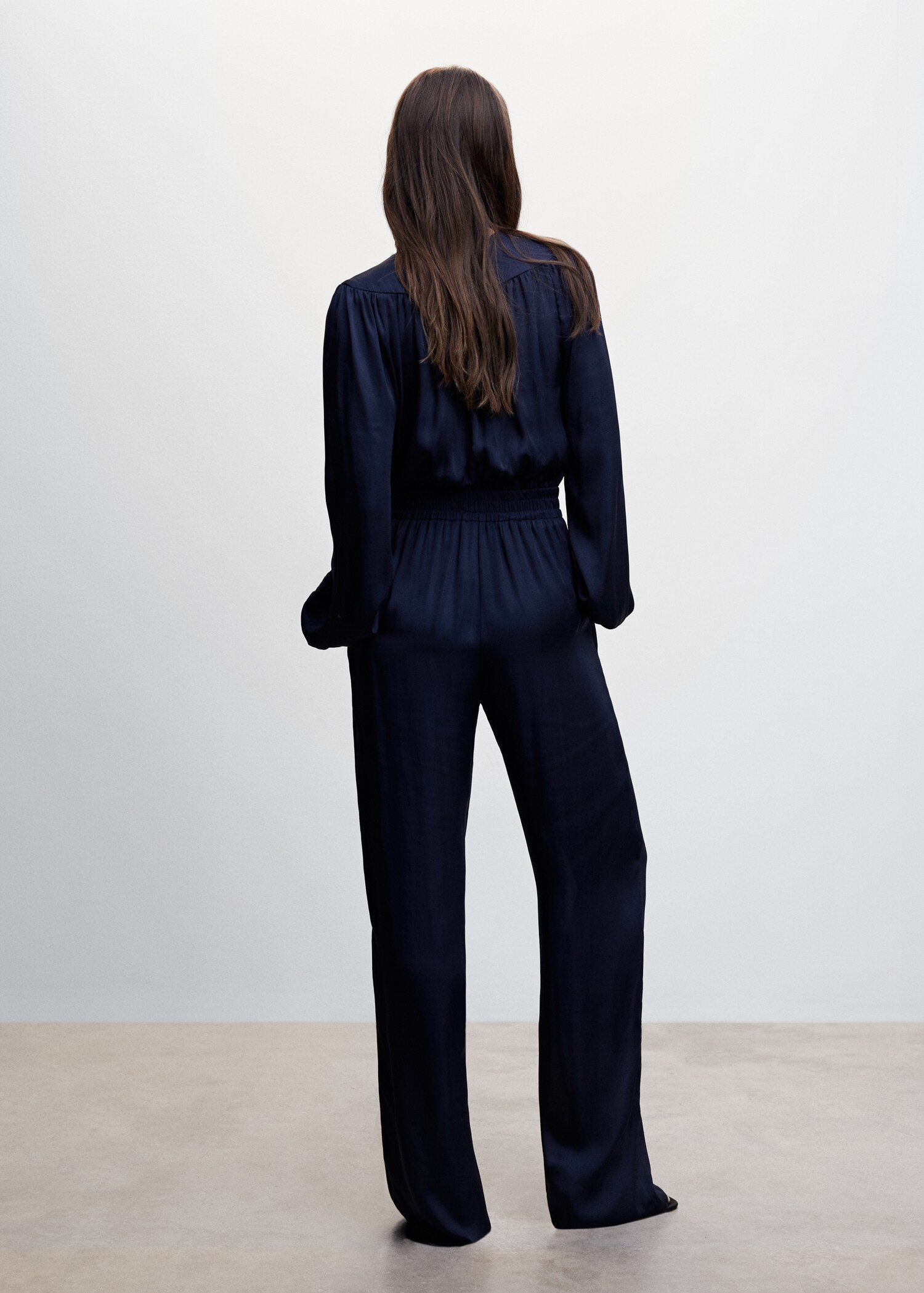 Wrap neckline satin jumpsuit - Reverse of the article