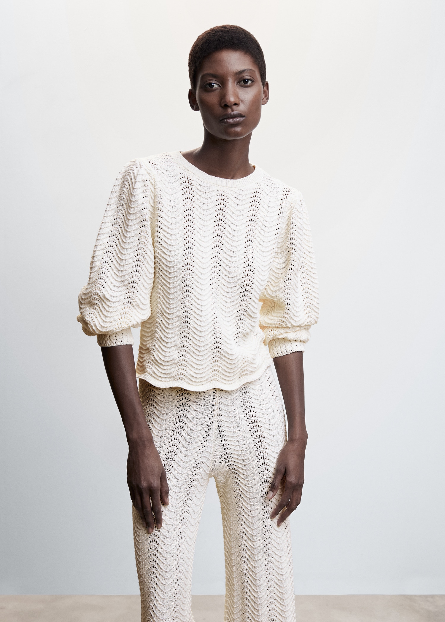 Strickpullover mit Ballonärmel - Mittlere Ansicht