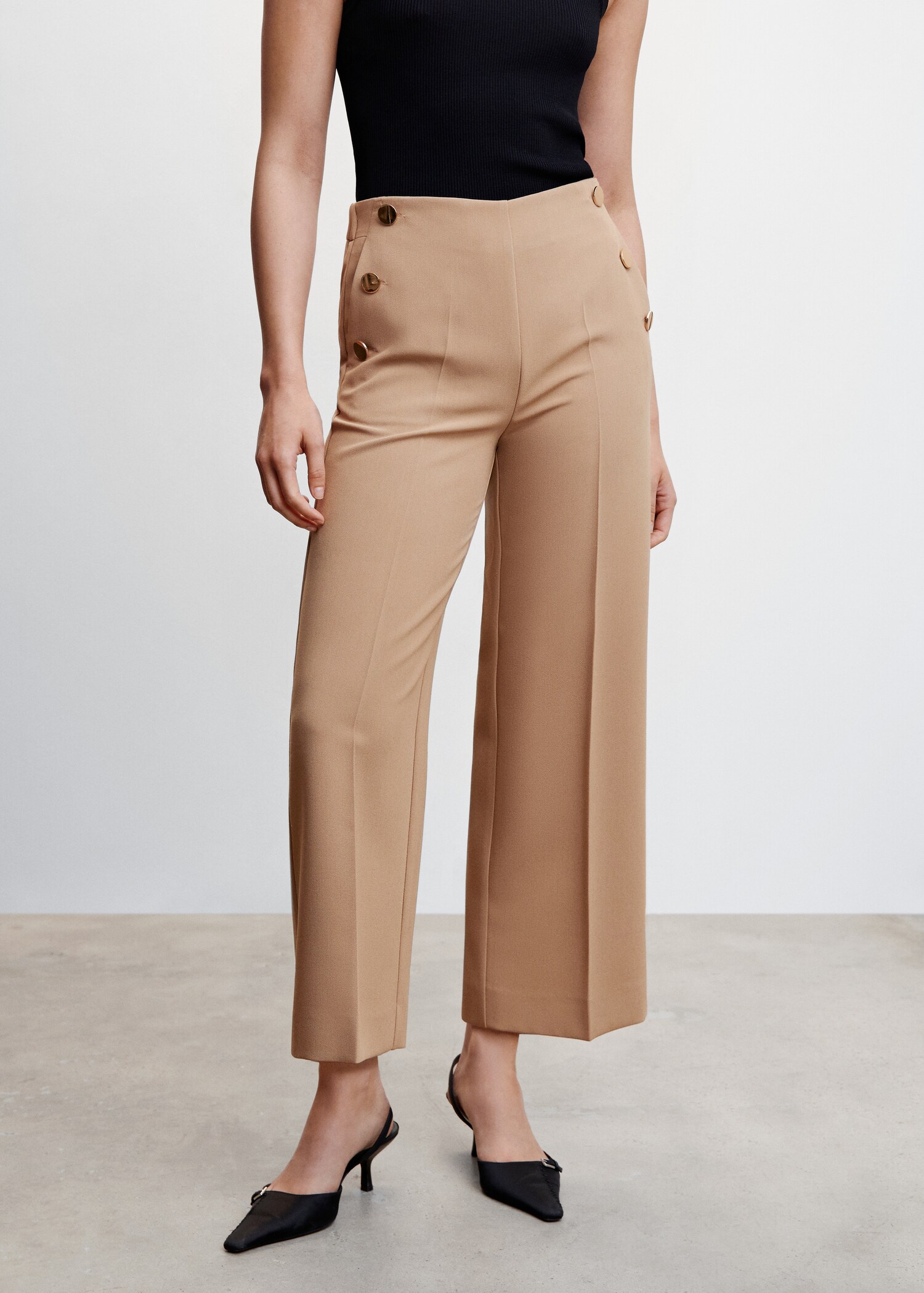 Cropped button trousers - Medium plane