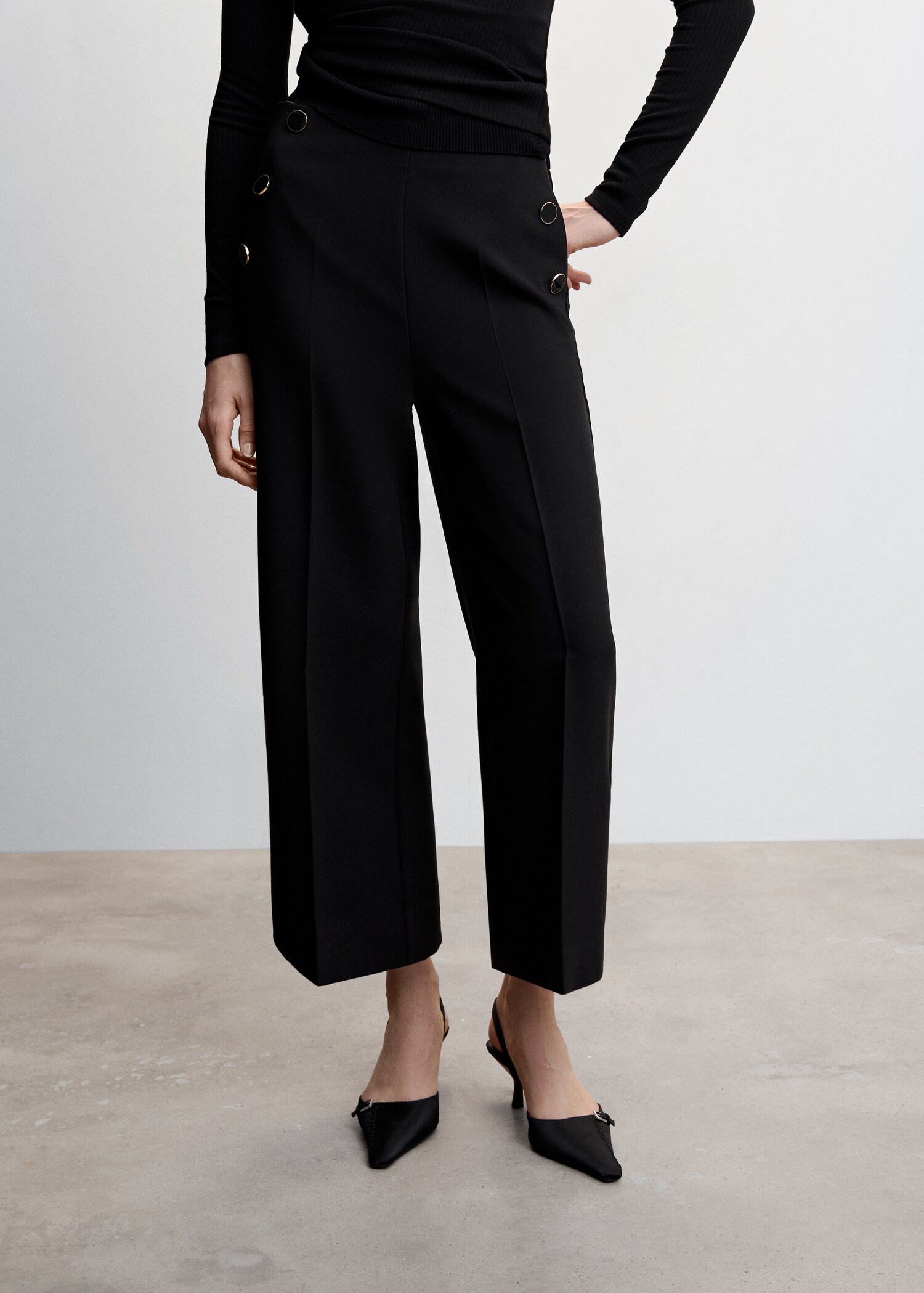 Cropped button trousers - Medium plane