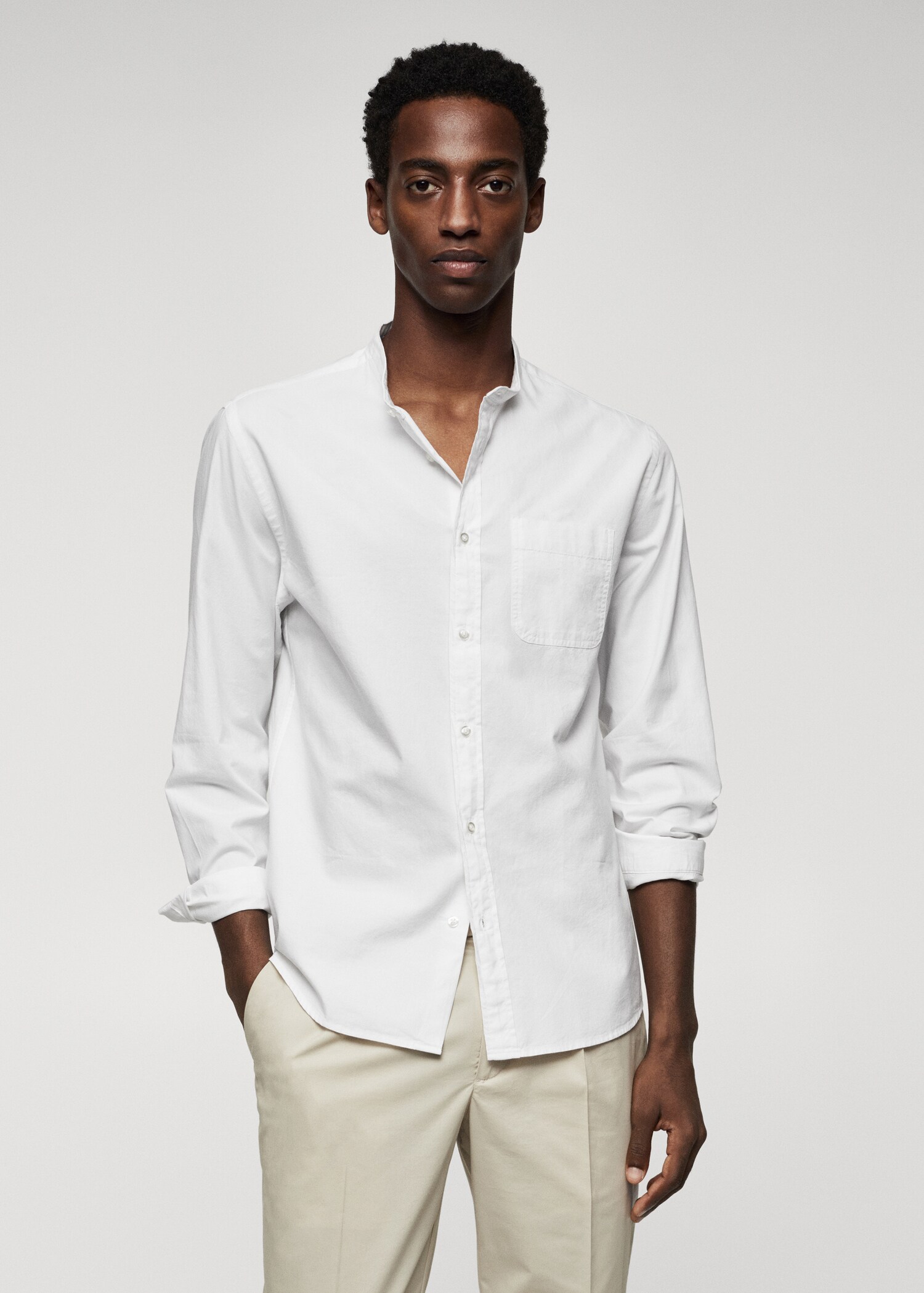 Slim fit Mao collar shirt - Medium plane