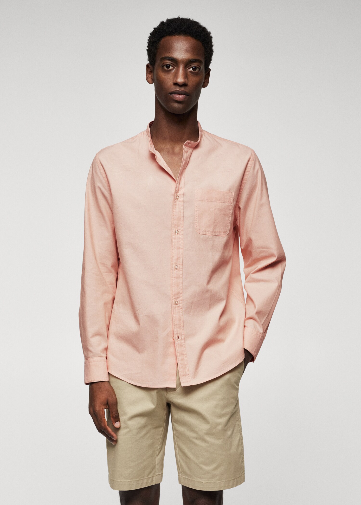 Slim fit Mao collar shirt - Medium plane