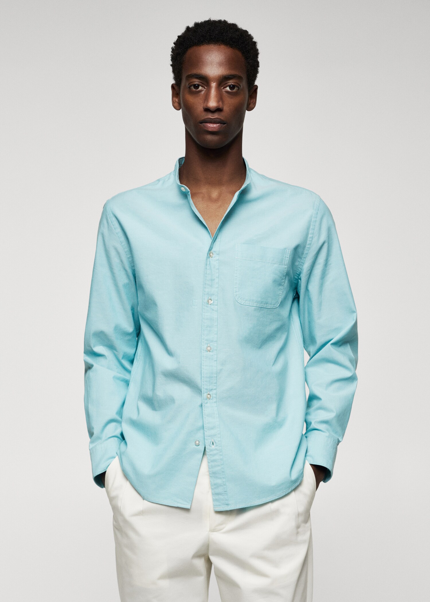 Slim fit Mao collar shirt - Medium plane