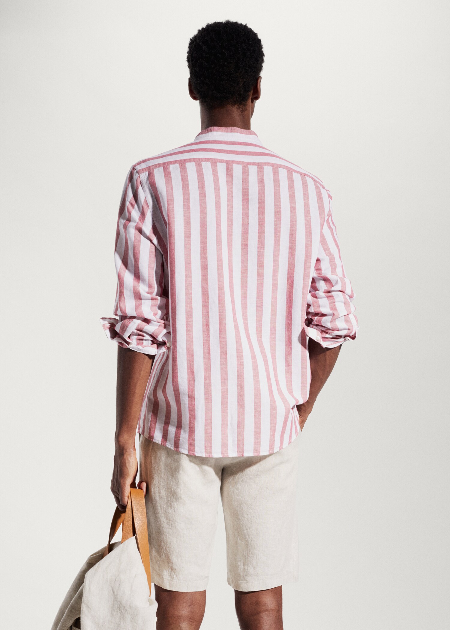 Camisa regular fit lino rayas  - Reverso del artículo