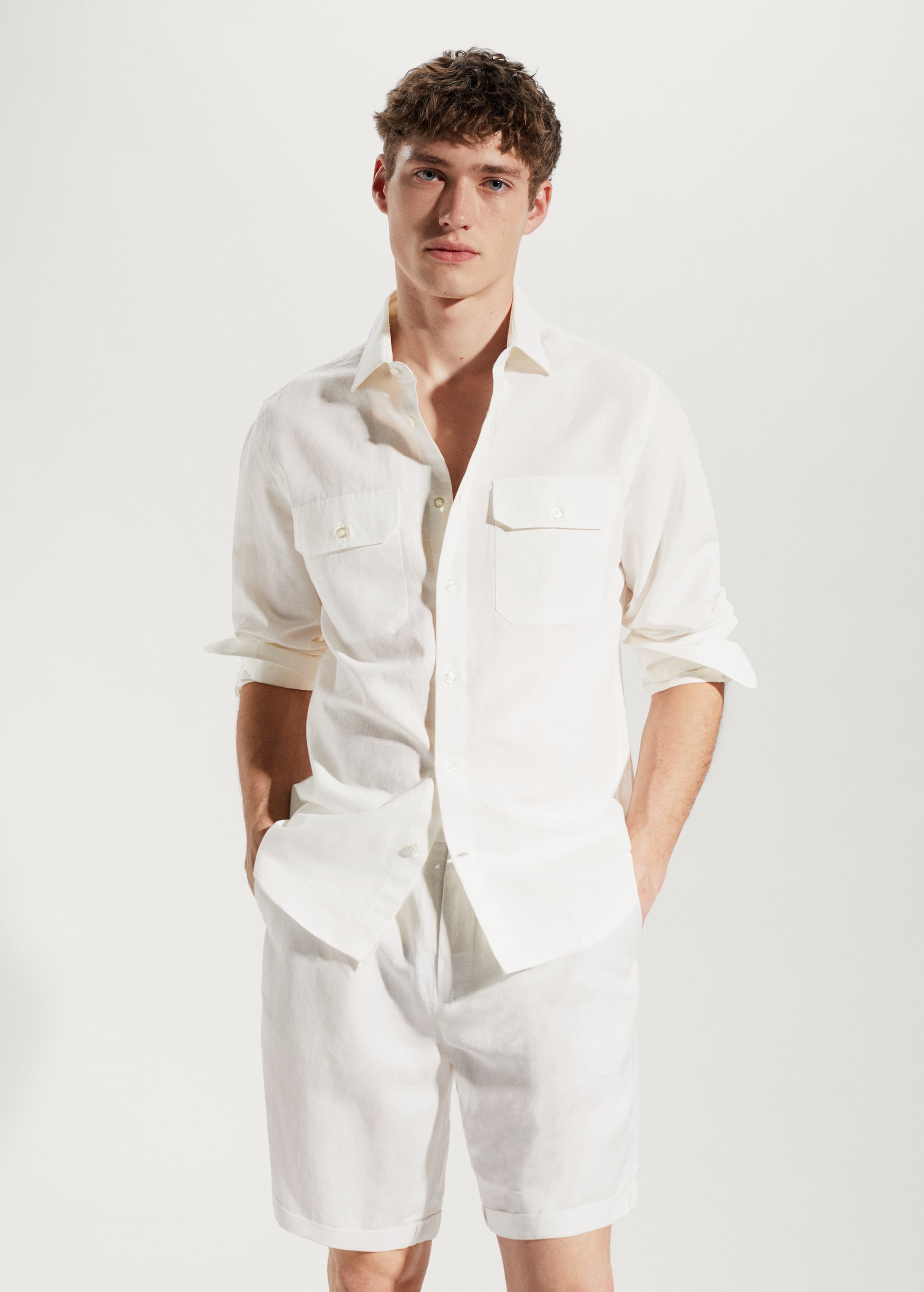 Regular-fit pocket linen shirt - Medium plane
