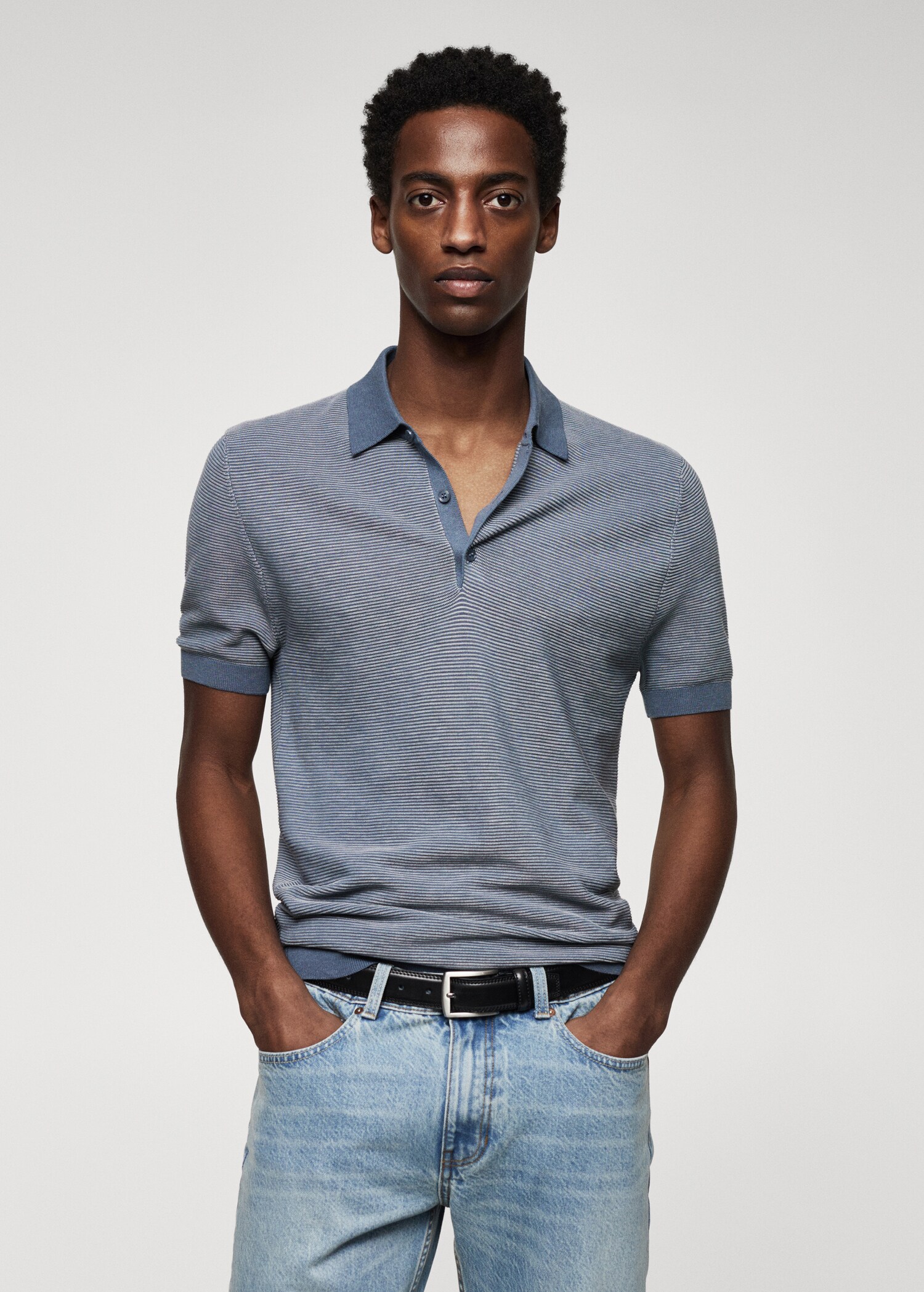 Patterned cotton polo shirt - Medium plane