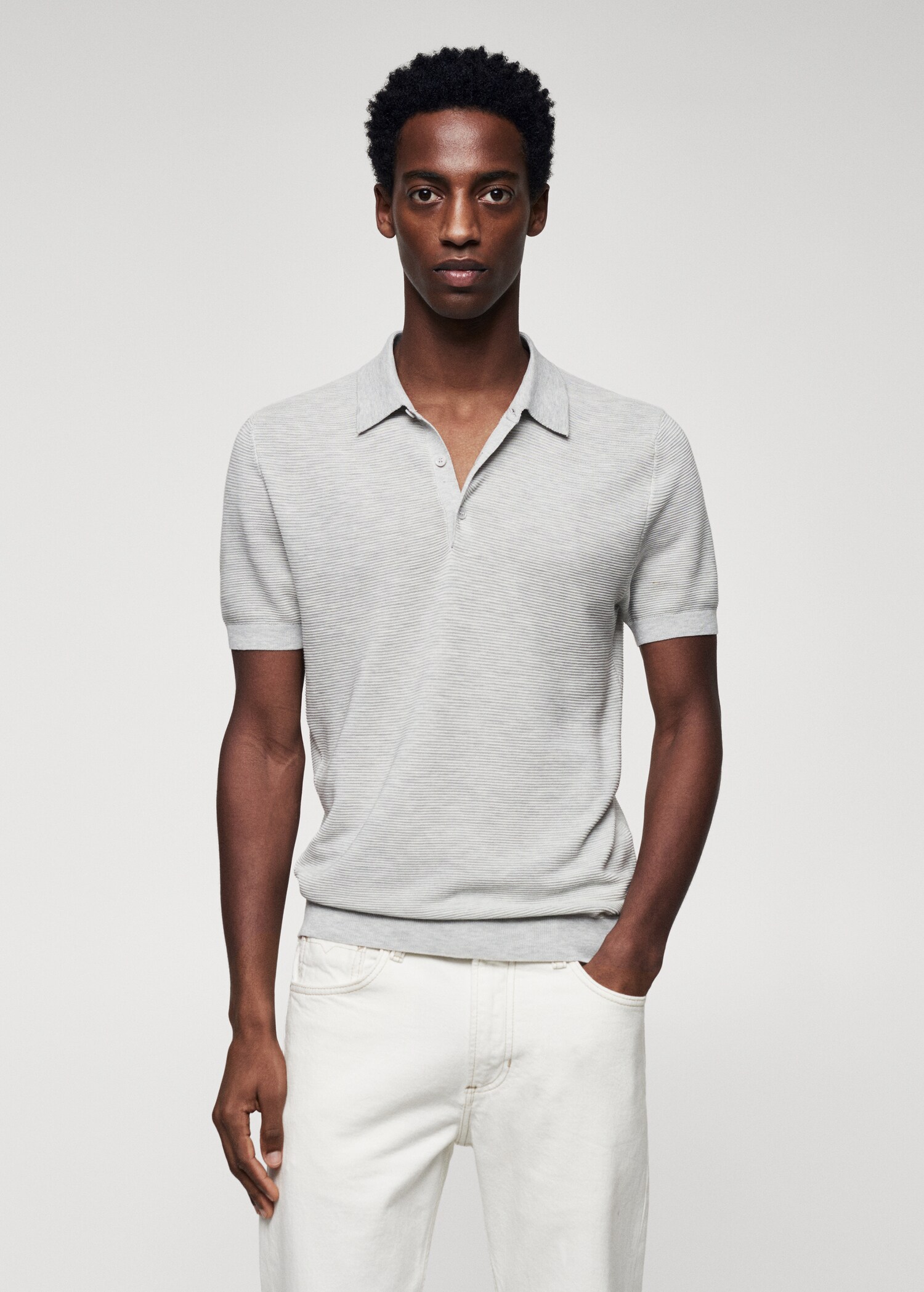 Patterned cotton polo shirt - Medium plane