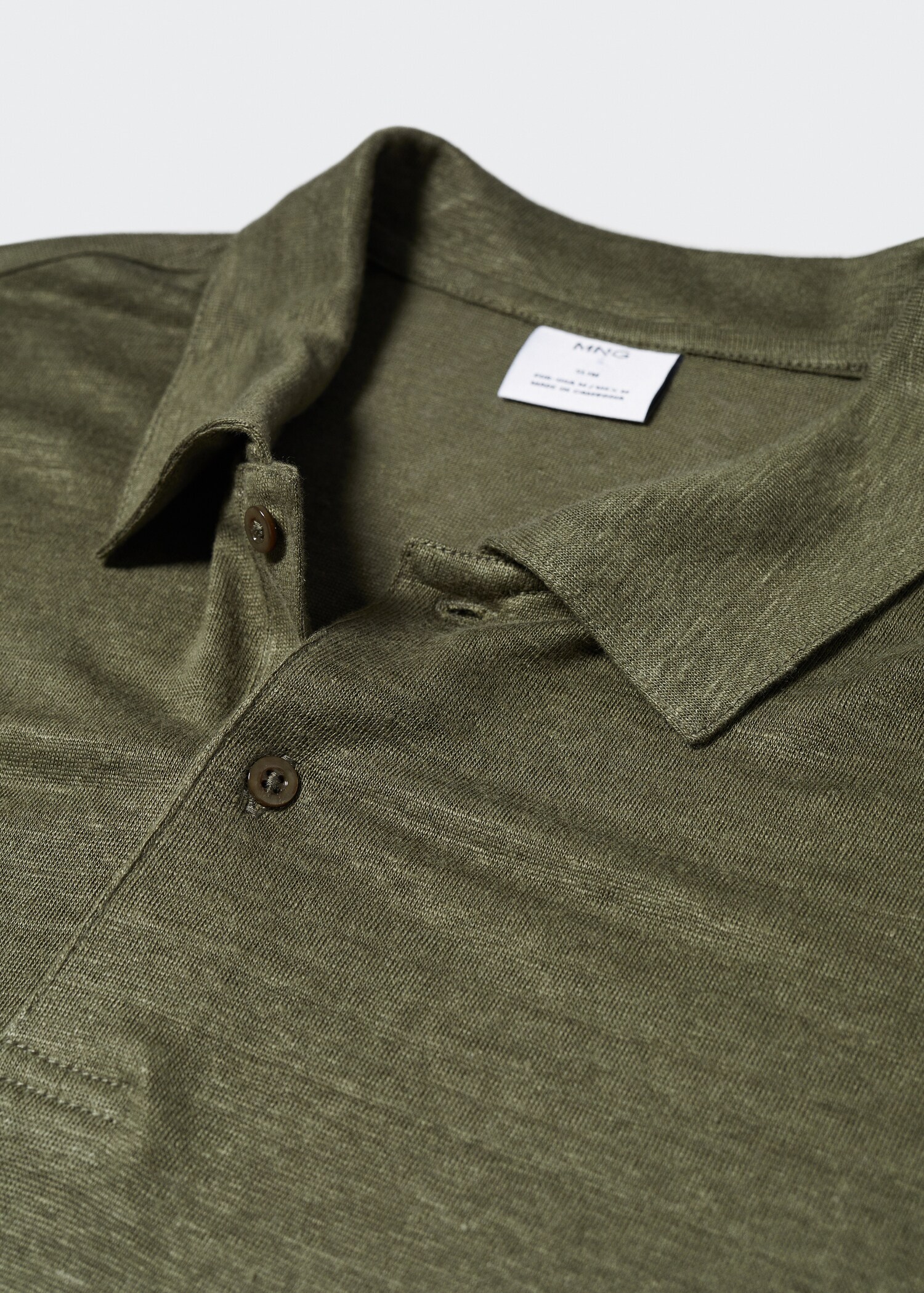 Slim fit 100% linen polo shirt - Details of the article 8