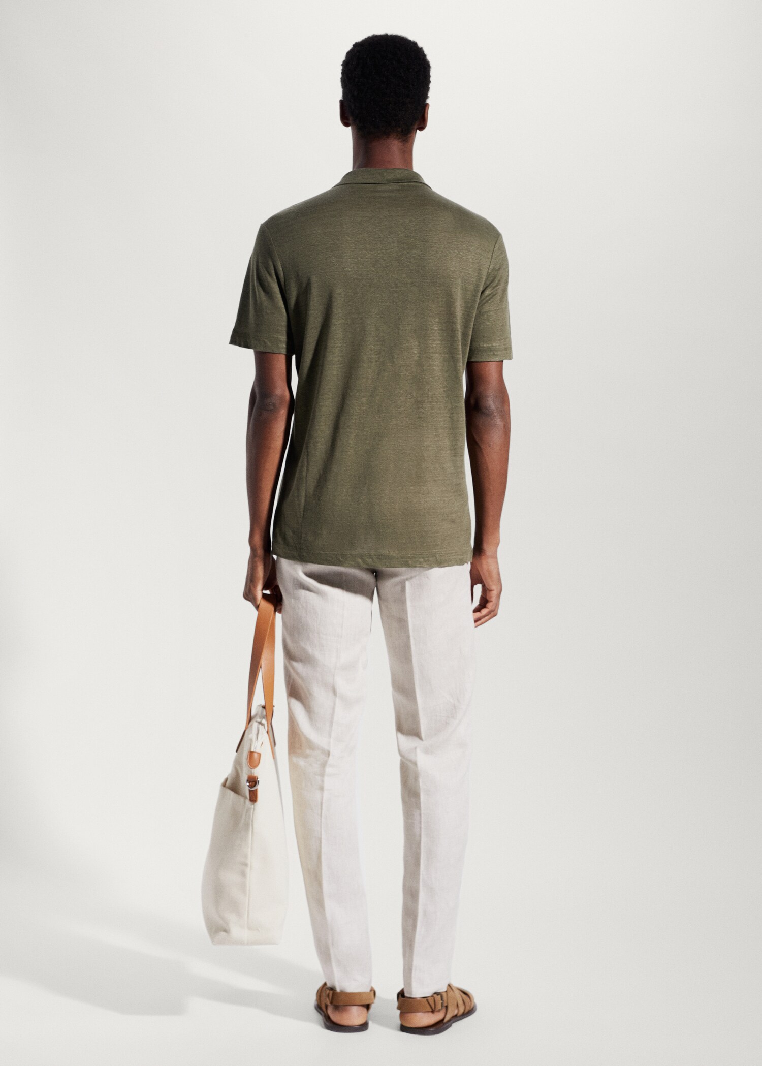 Koszulka polo slim fit ze 100% lnu - Tylna strona artykułu