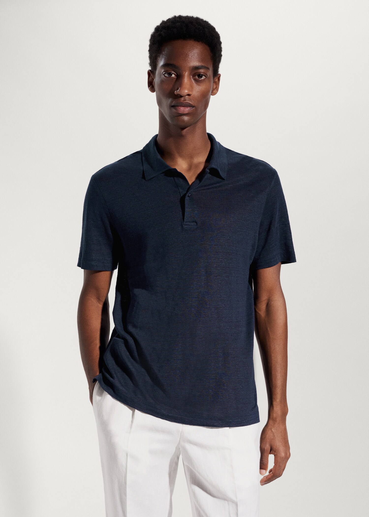 Polo slim fit 100% lino - Plano medio