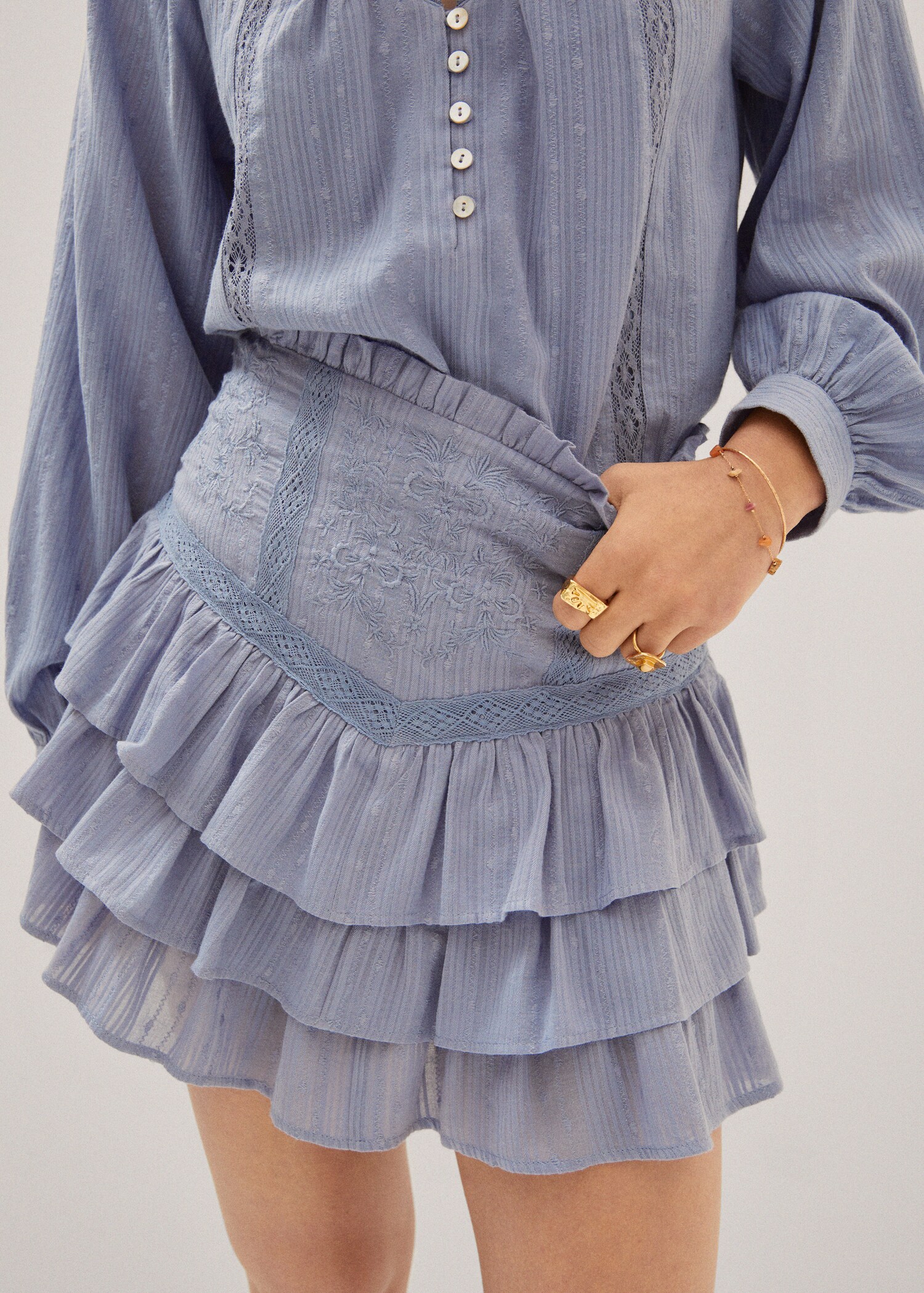 Embroidered ruffled skirt - Details of the article 6