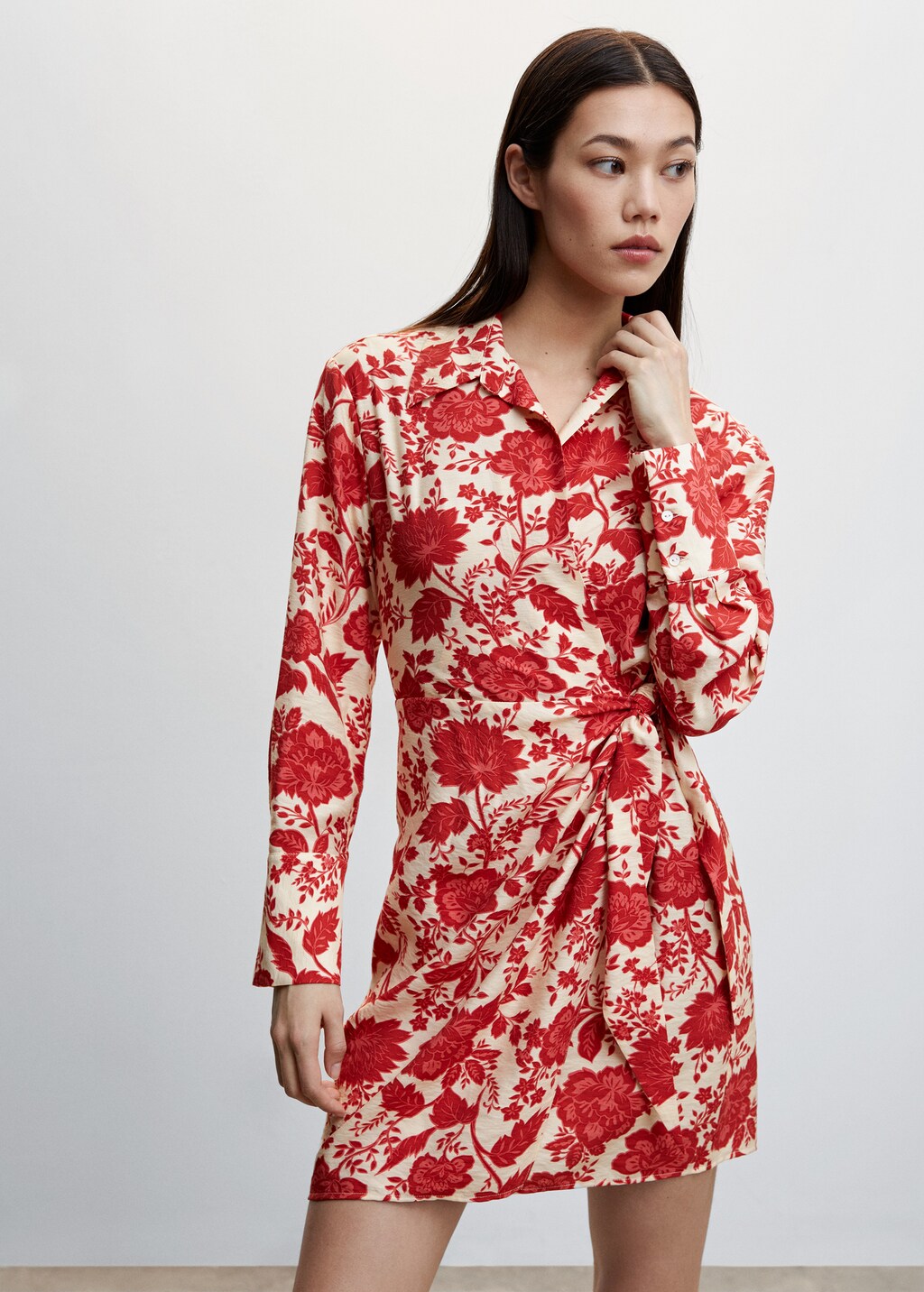 Red wrap dress floral on sale